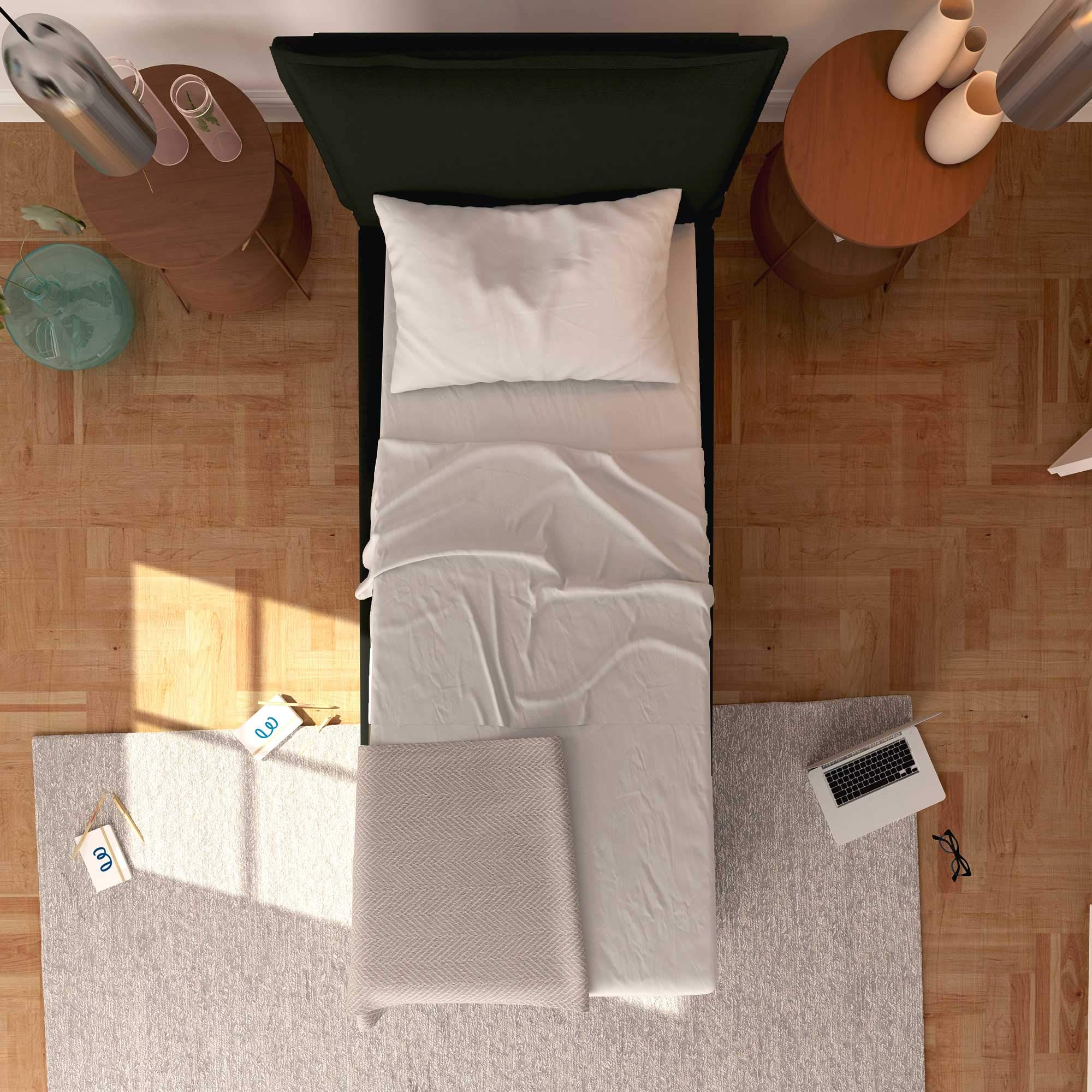 Baldiflex Single Bed Frame with Storage - Licia Model, Synthetic Leather Upholstery, Slatted Base for Single Mattresses, 90 x 190 cm, Padded Headboard, Black - Perfect for Small Bedrooms, Guest Rooms & Studio Apartments