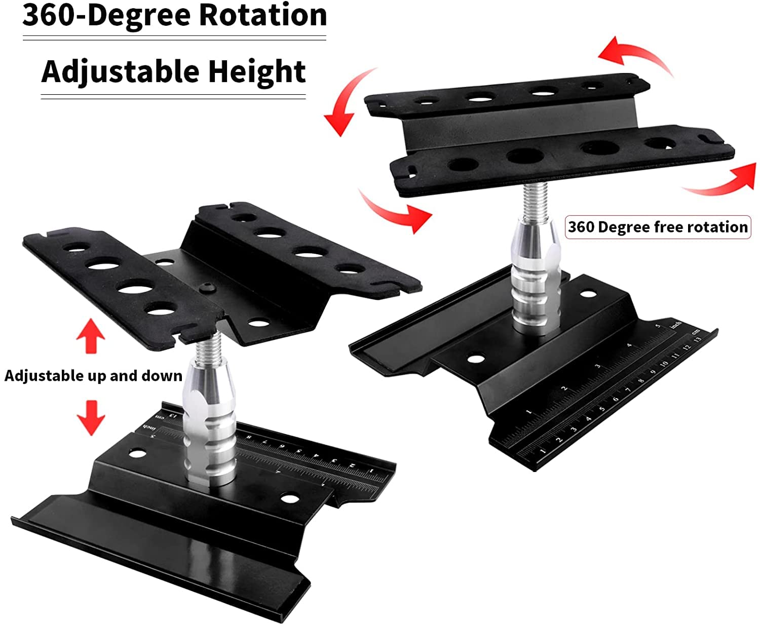 Adjustable Aluminum Alloy RC Car Repair Stand with Screw Tray - Universal Workstation for 1/8 1/10 1/12 Scale RC Cars, Trucks, Buggies & Crawlers (Black) - Perfect for RC Maintenance, Upgrades & Repairs in Garage or Workshop