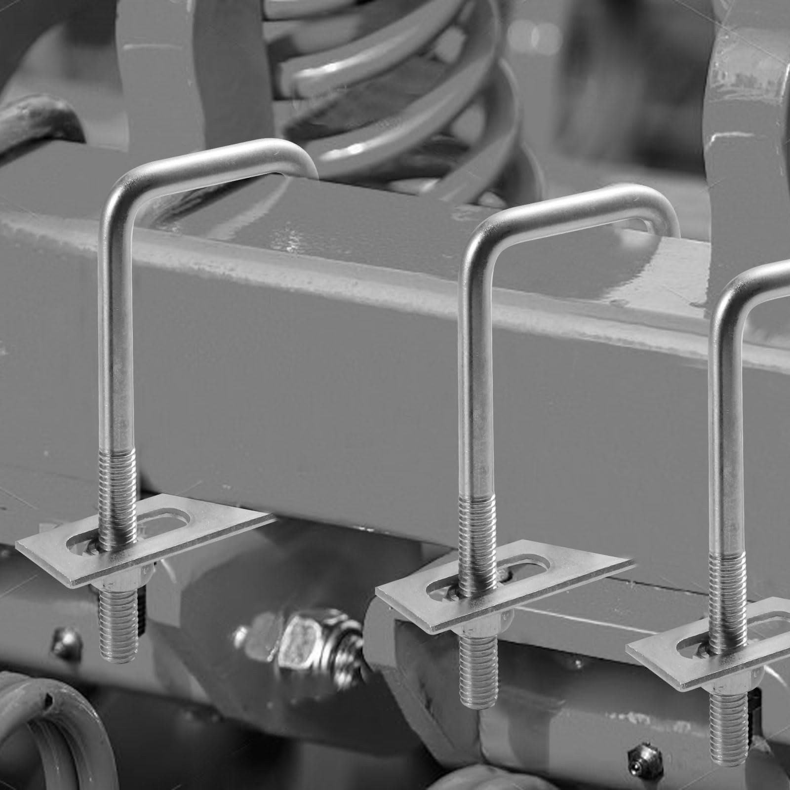 Polifish 6 Pack M8 x 82 x 75mm Zinc Plated Steel Square U-Bolts with Nuts & Washers - Heavy Duty U-Bolt Clamps for Auto, Trailer, Boat, RV, and Truck Tie Down Applications (Secure Cargo, Axles, and Suspension Systems)