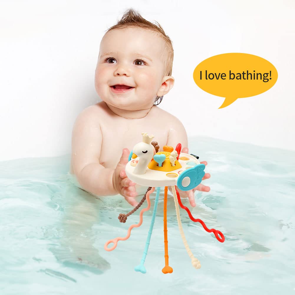 Montessori Sensory Toys for Toddlers 6-12-18 Months - Food Grade Silicone Pull String Activity Toy for Fine Motor Skills Development | Travel Baby Stress Relief Toy | Perfect Gift for Boys & Girls | Ideal for Daycare, Home Play & Airplane Travel