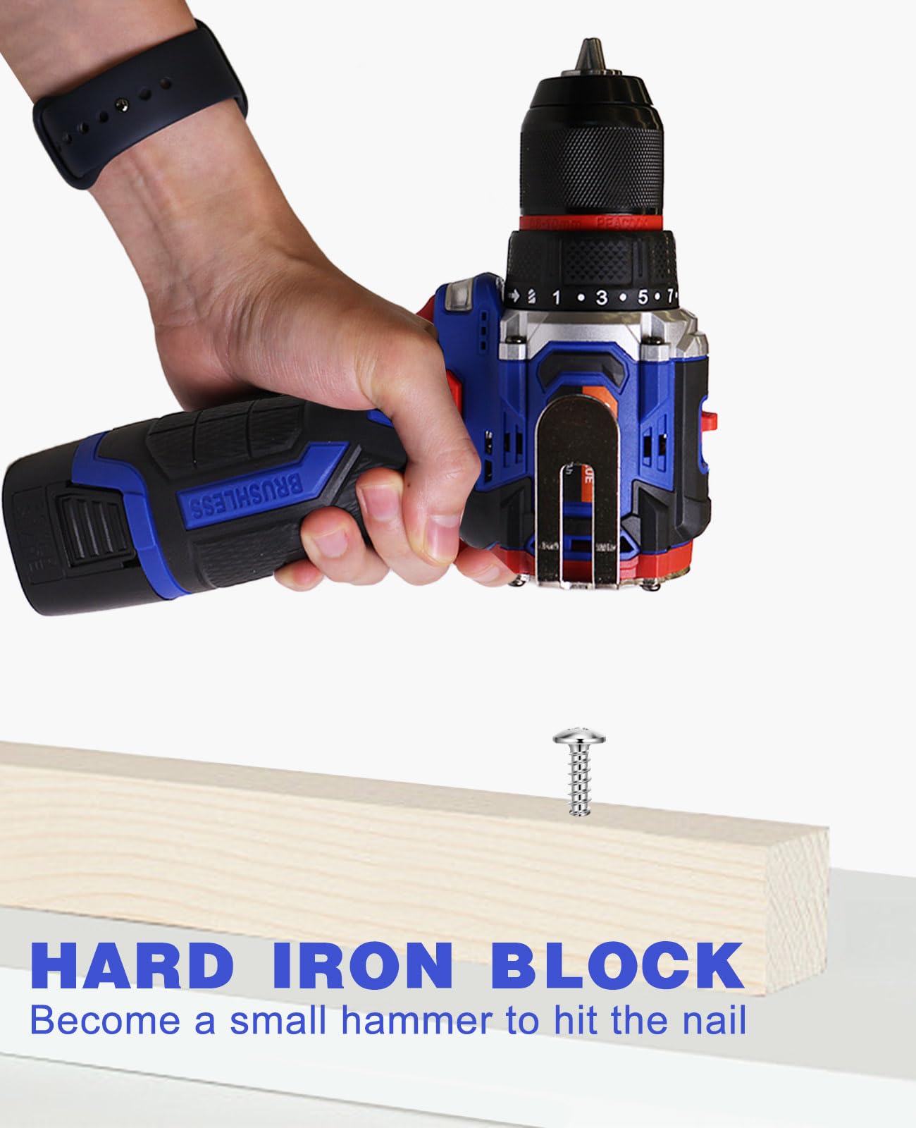 Aspro 16.8V Brushless Cordless Drill Set with Battery & Charger - 2-Speed Electric Drill, 3/8