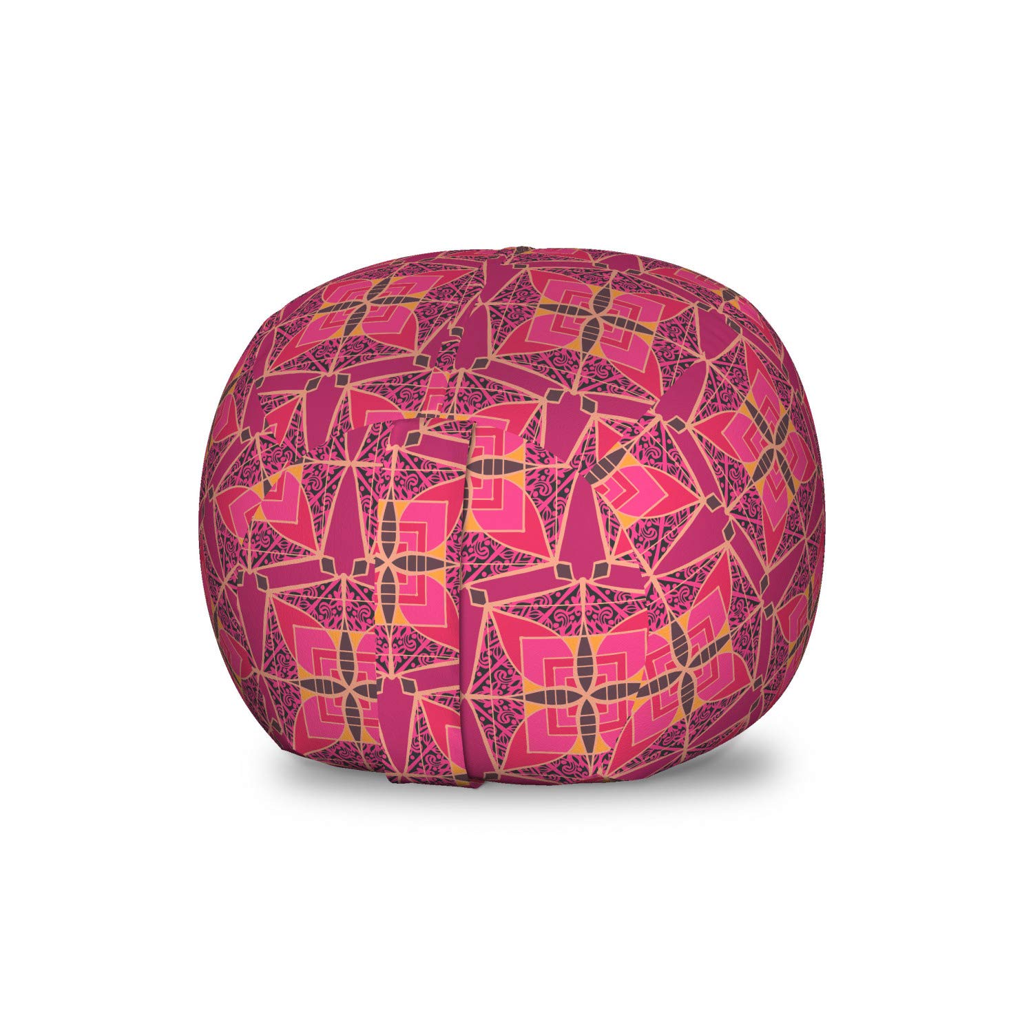 Ambesonne Geometric Storage Toy Bag Chair - Patchwork Floral Pattern with Magenta Tones, Washable Stuffed Animal Organizer for Kids Room, Small Multicolor Storage Solution for Toys, Books & Bedroom Decor