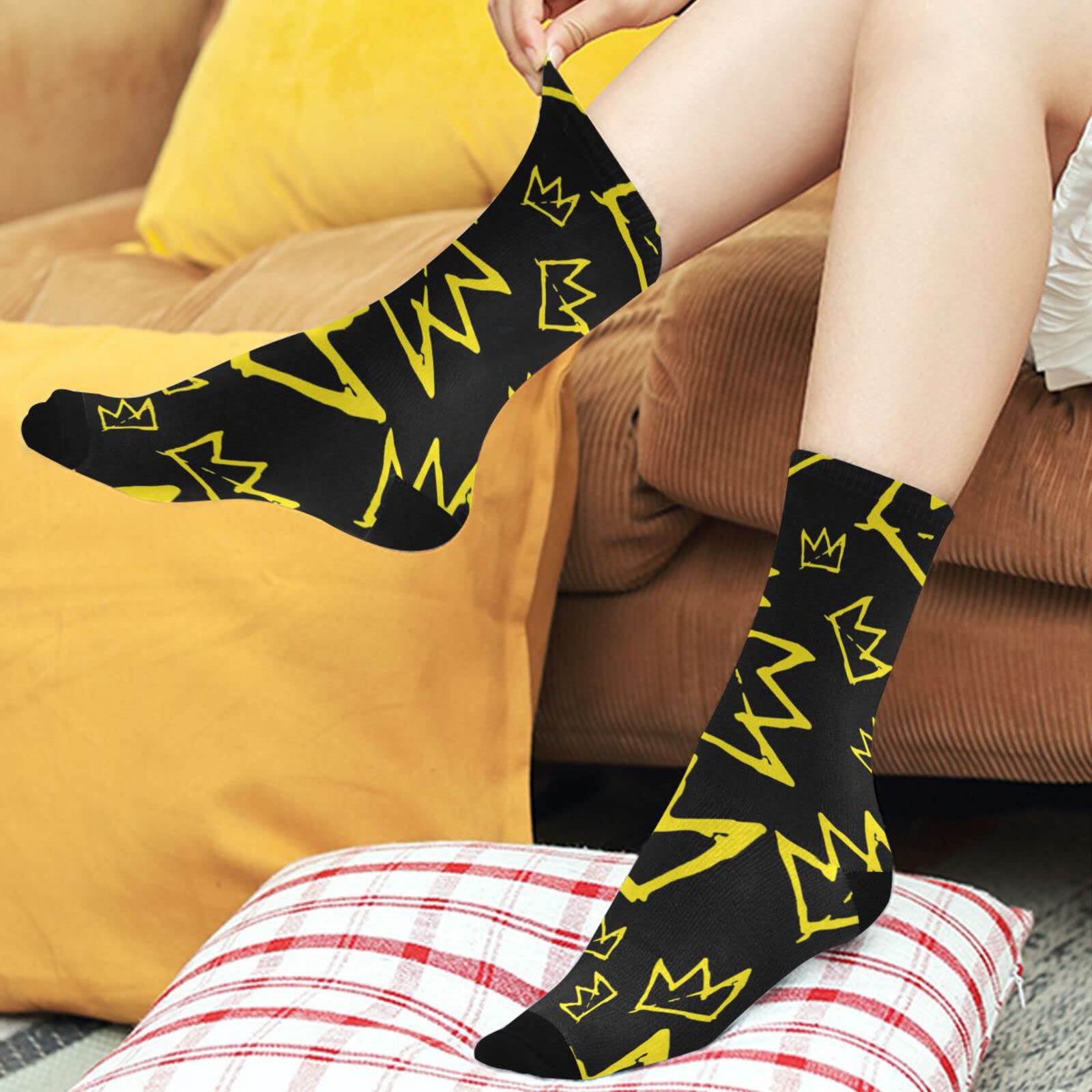 Men's Dress Crew Socks - Cushioned Athletic Casual Calf Socks with Fun Patterns - Novelty Gift Socks for Men - Perfect for Office, Sports & Everyday Wear