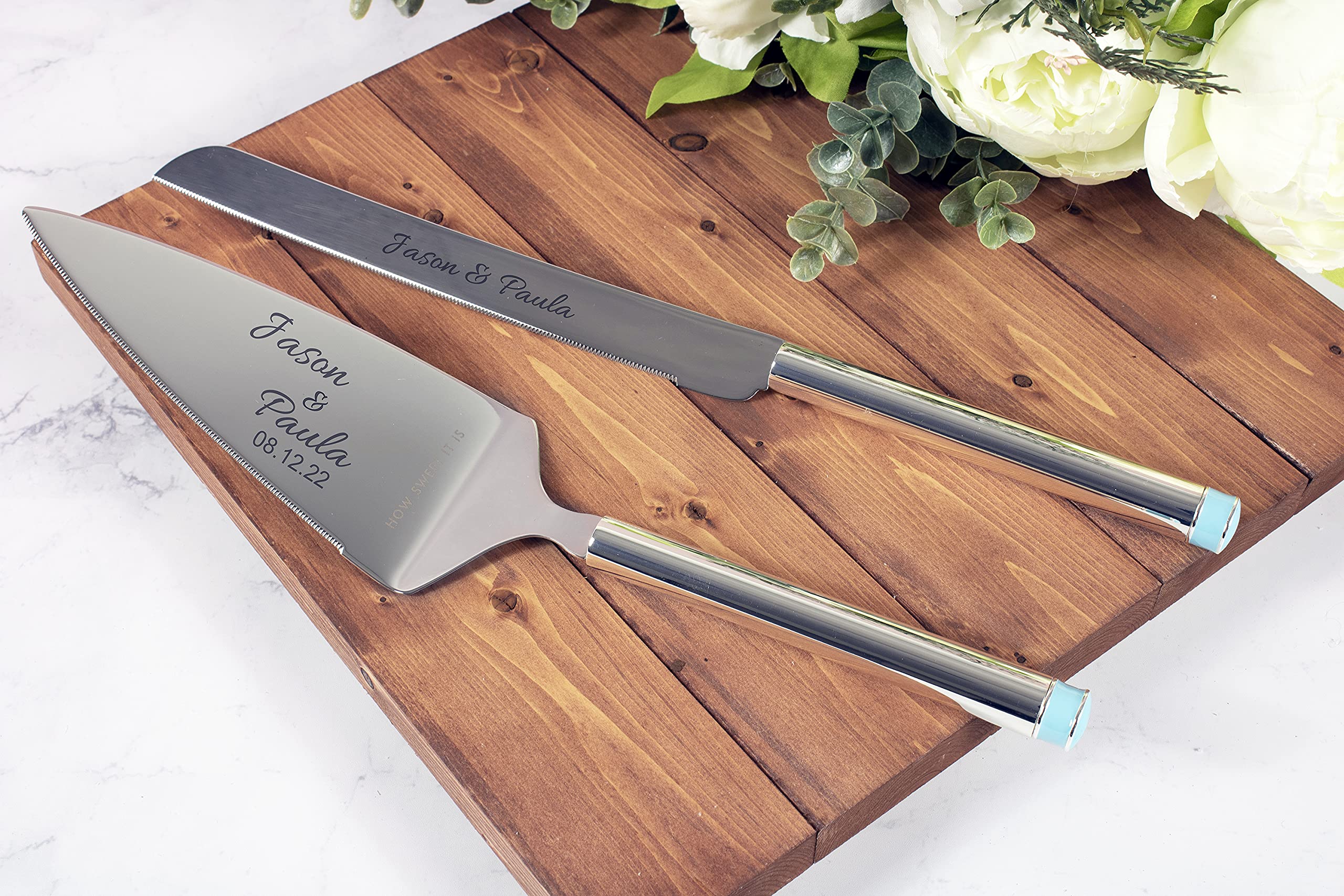 Kate Spade Bridal Take the Cake Personalized Wedding Cake Knife and Server Set - Custom Engraved Cake Cutting Gift for Bride & Groom - Perfect for Wedding, Anniversary & Bridal Shower Celebrations