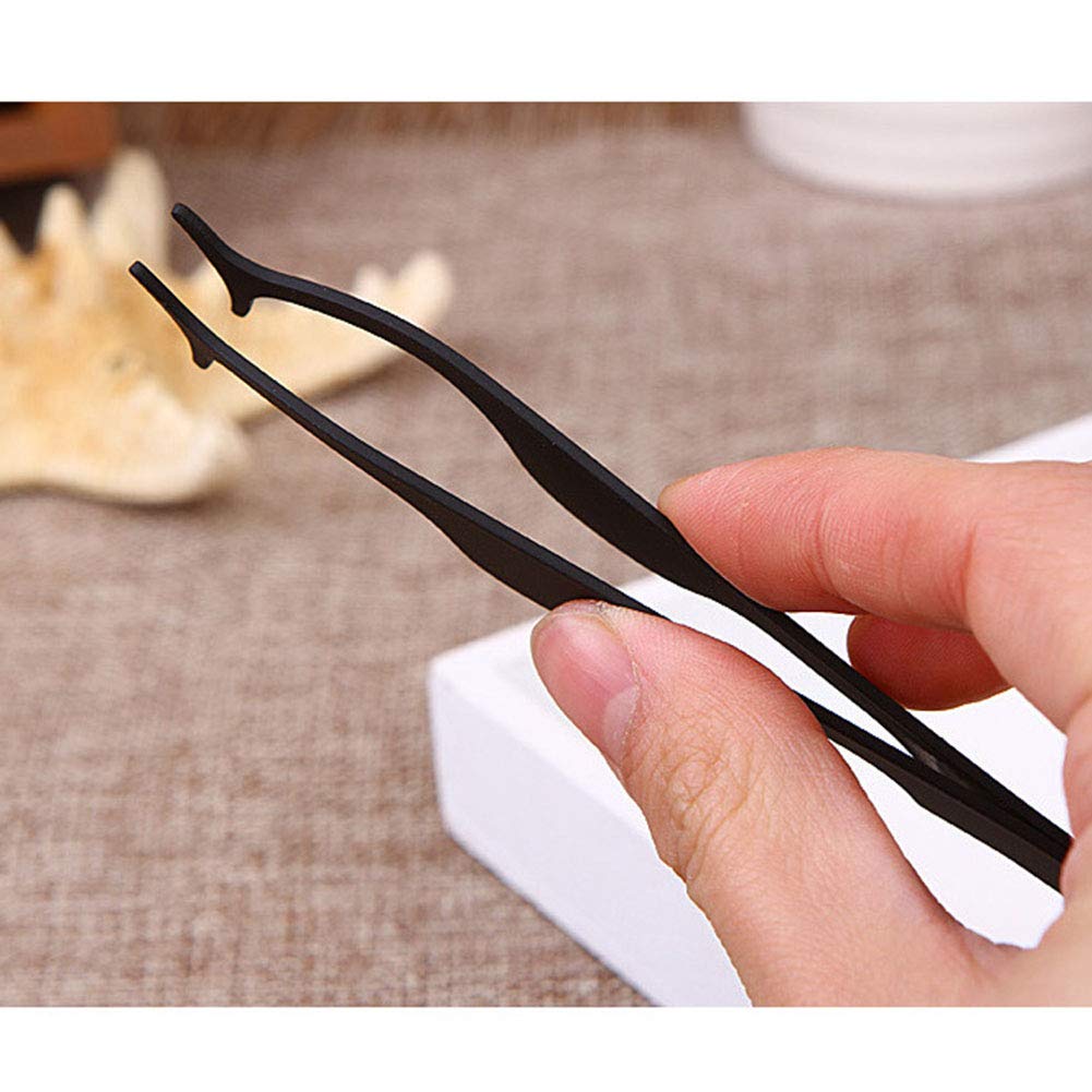 Beito 1PC Professional Stainless Steel Eyelash Tweezers - False Eyelash Applicator & Extension Tool for Easy Lash Application & Removal (Black) | Perfect for Salon, Home Use & DIY Beauty