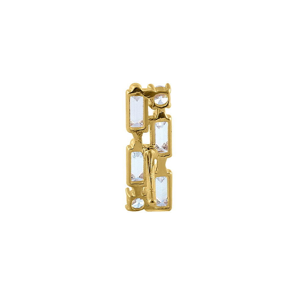 14K Yellow Gold CZ Earrings - Round, Emerald & Rectangular Cut Cubic Zirconia Studs for Women, Gift for Her, Wedding, Anniversary & Special Occasions