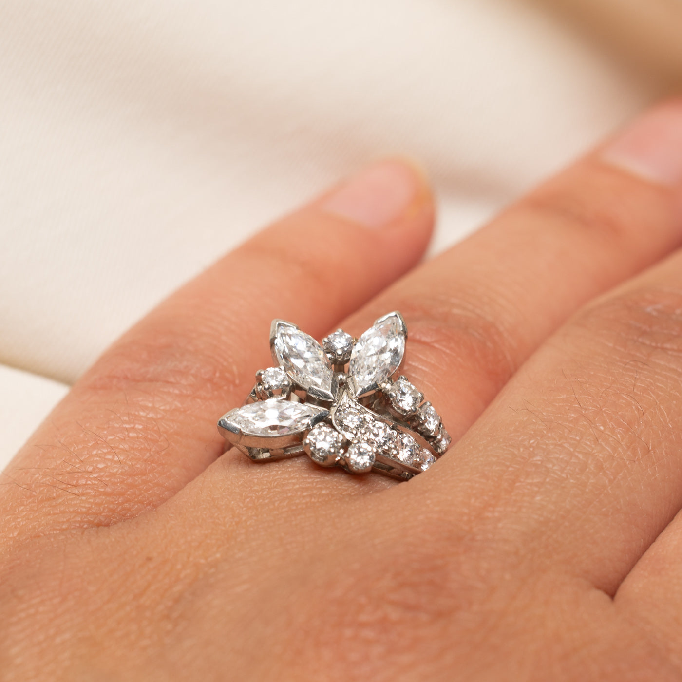 Birks Marquise Diamond Cocktail Ring - 1.78 Carat Total Weight (CTW) | Size 6 | Elegant Evening Wear & Special Occasion Jewelry