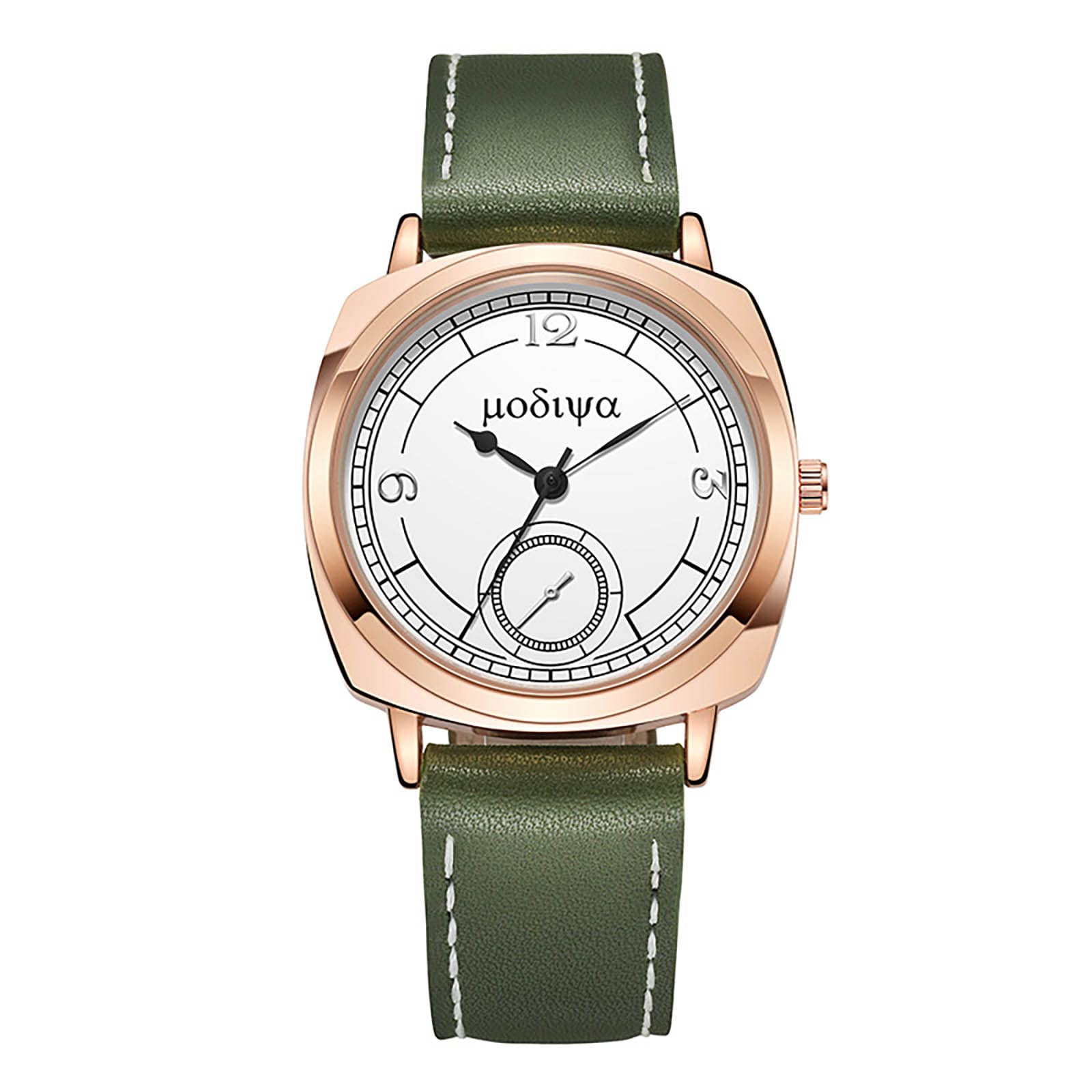 Men's Gemstone-Inspired Leather Strap Watch - Stylish Fashion Timepiece for Business, Casual & Formal Occasions
