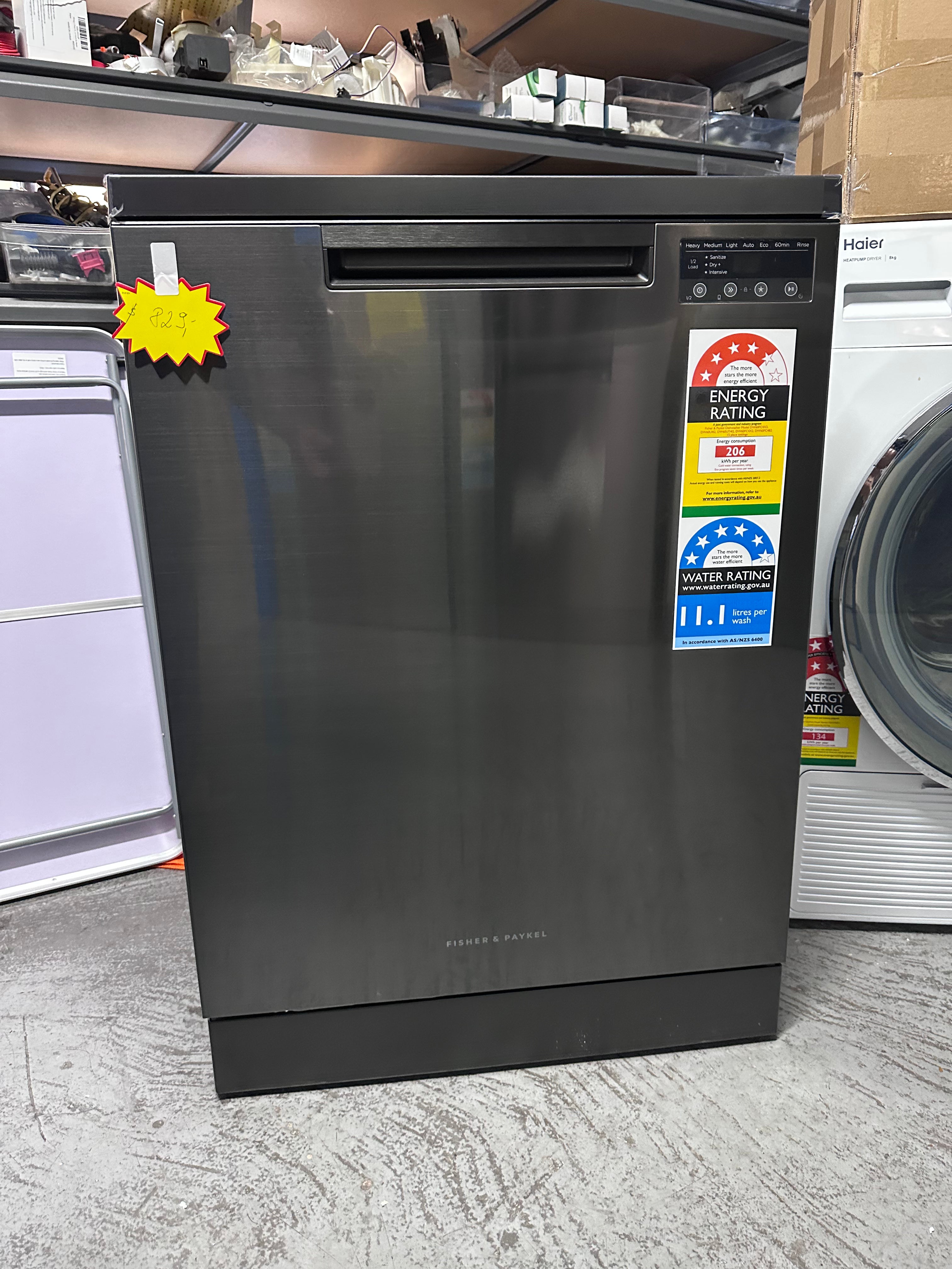 Fisher & Paykel Series 7 Contemporary Freestanding Dishwasher - Black Steel (DW60FC4B2) | Factory Second | Energy Efficient & Quiet Operation for Modern Kitchens