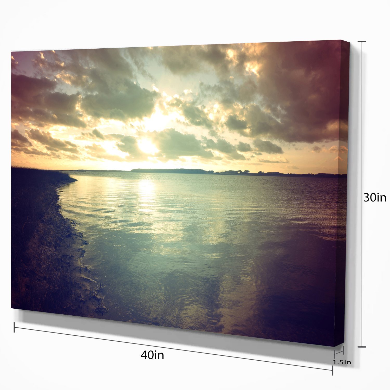 Extra Large Dark Seascape Canvas Wall Art with Cloudy Sky - Ocean Wave Painting for Living Room, Bedroom & Office Decor
