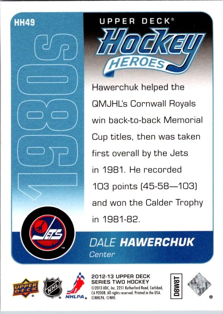 2012-13 Upper Deck Hockey Heroes #HH49 Dale Hawerchuk NHL Hockey Trading Card - Perfect for Collectors, Fans & Sports Memorabilia Enthusiasts