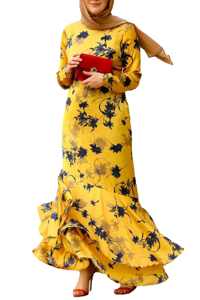 ANNAH HARIRI Yellow Shadow Dress - Women's Size 10 US, Flowy Summer Maxi Dress for Beach, Party & Vacation