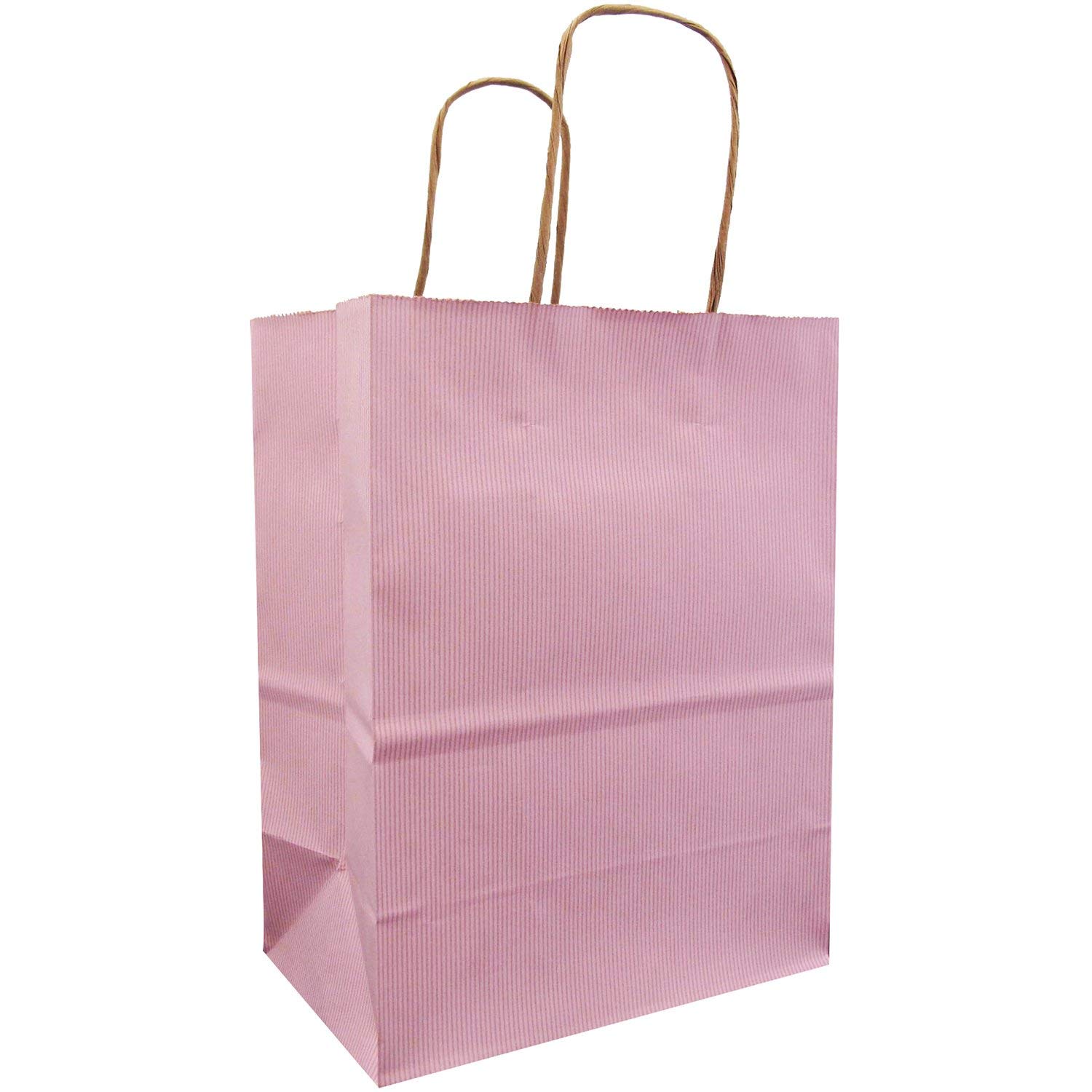 JILLSON & ROBERTS Medium Kraft Paper Bags - 100 Pack Pastel Pink Gift Bags for Parties, Weddings, Baby Showers & Retail Packaging