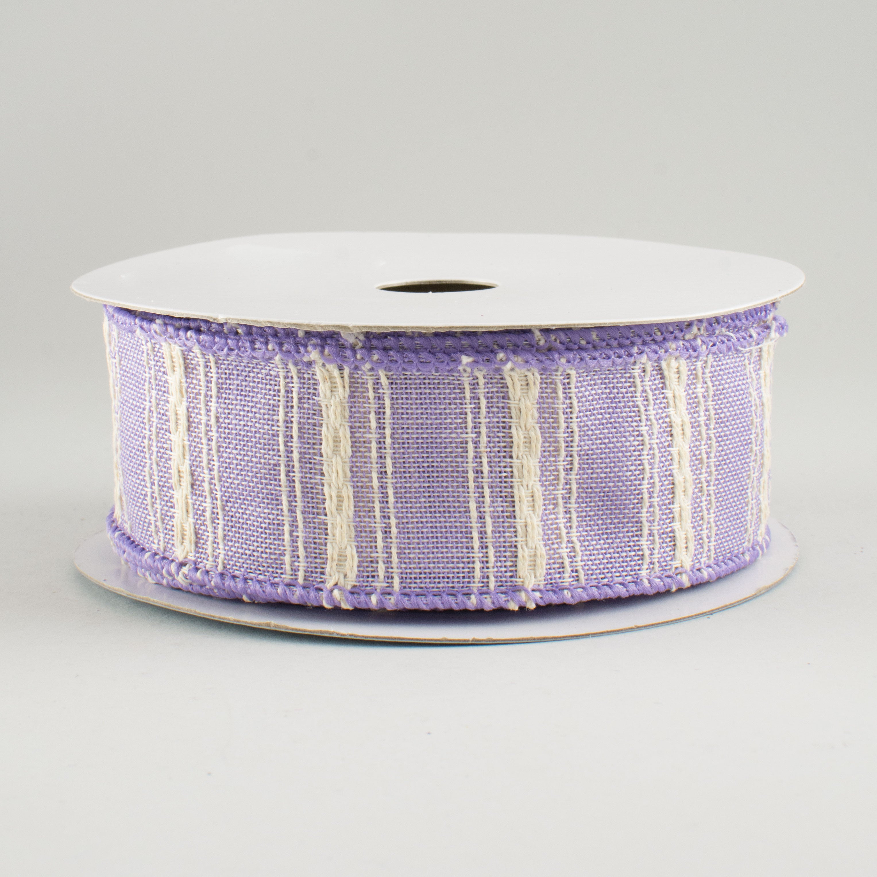 1.5 Inch Cotton Stripe Ribbon - Lavender Color (10 Yards) for Gift Wrapping, DIY Crafts, Hair Bows, and Party Decorations
