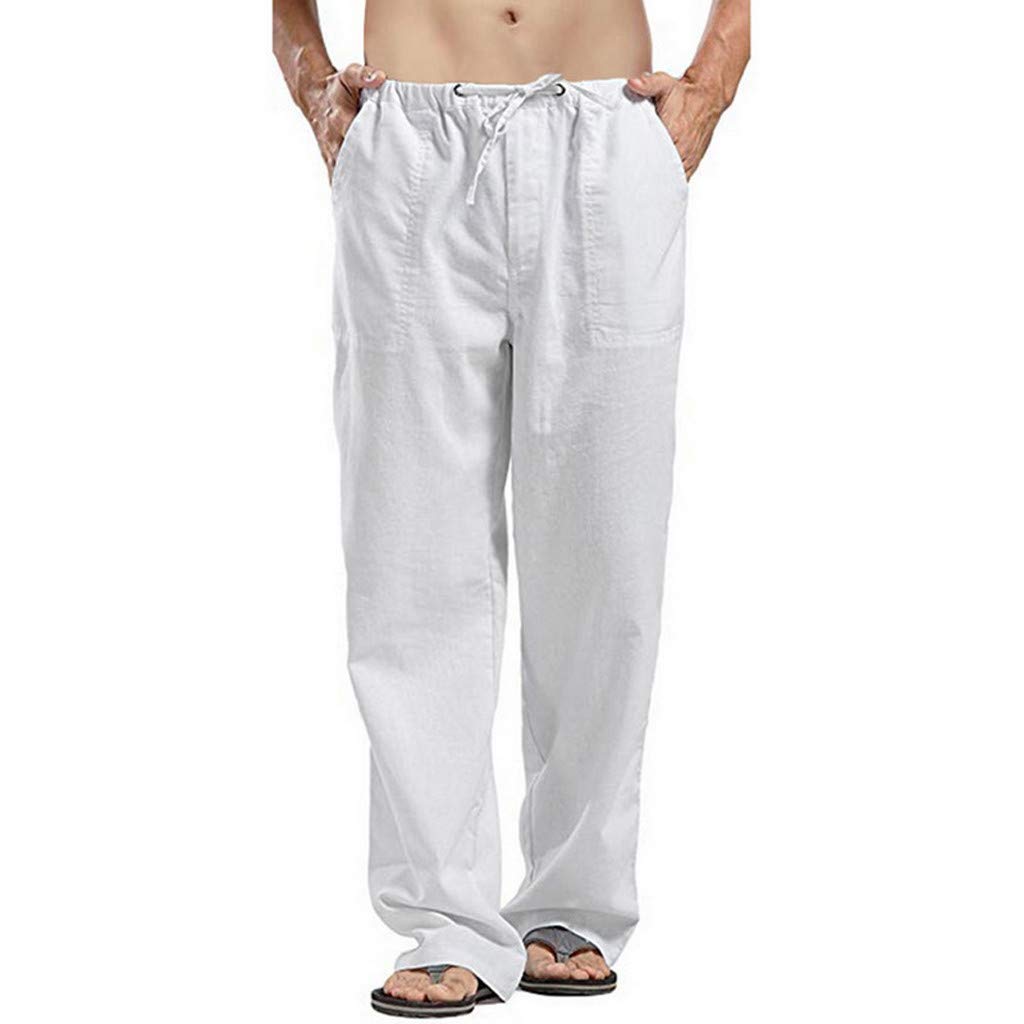 KINGAOGGO Plus Size Linen Pants for Men - Comfortable Wide Leg Joggers, Oversized Casual Trousers | Perfect for Lounge Wear, Yoga, Travel & Summer Outfits