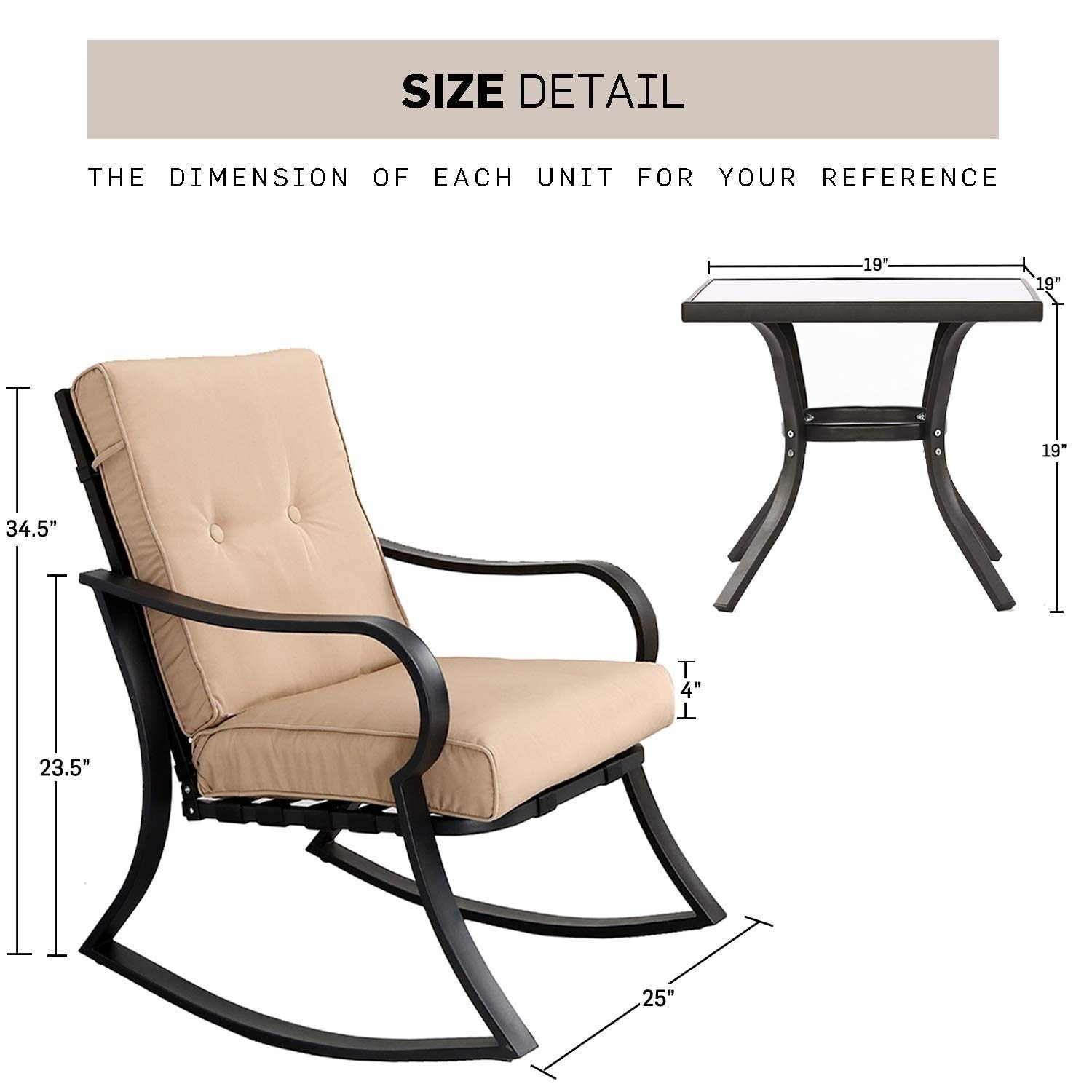Outdoor 3-Piece Metal Bistro Set with Coffee Table - Black/Brown Iron Patio Furniture with Cushions | Perfect for Garden, Backyard, Balcony & Poolside Relaxation