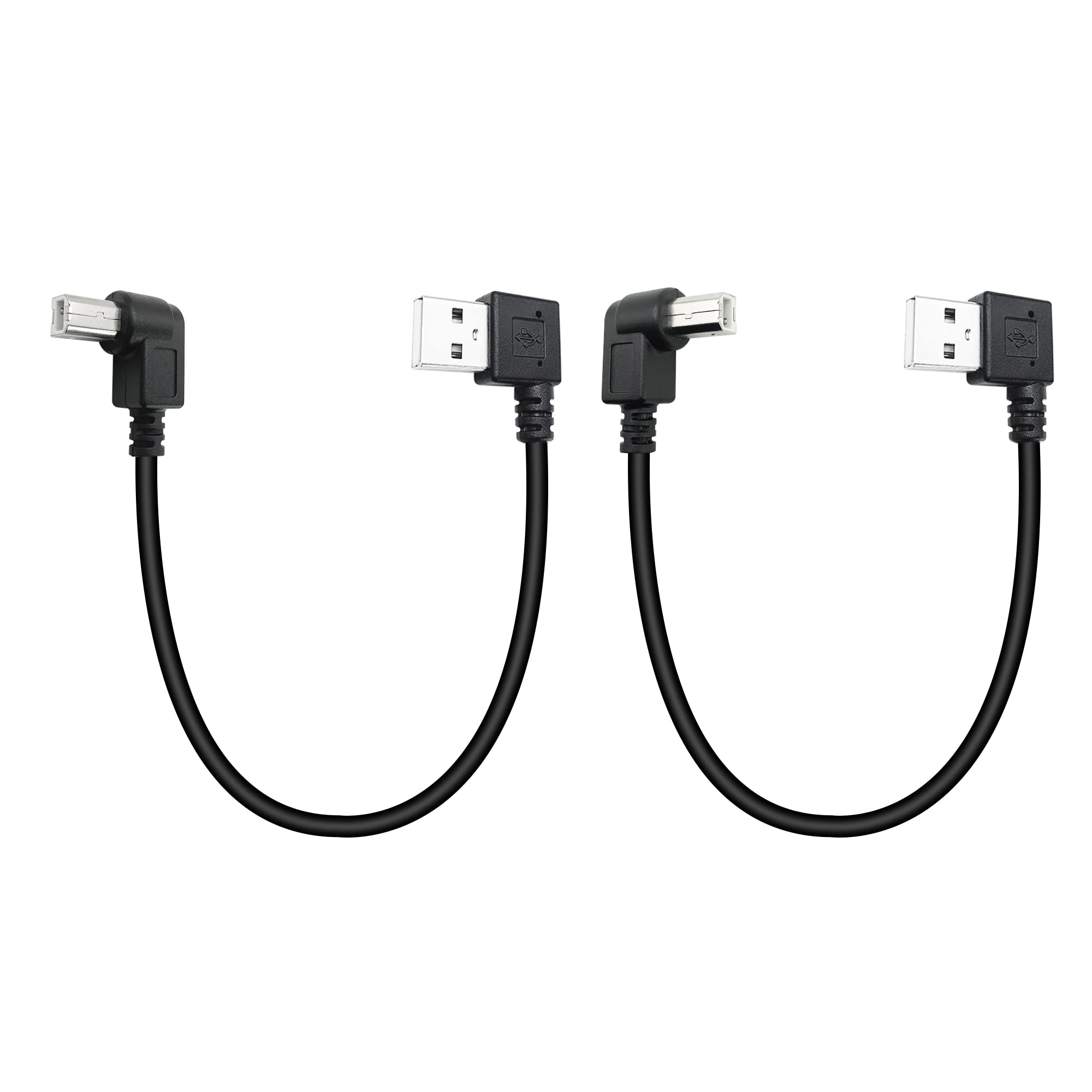 90 Degree Short USB Printer Cable 25CM (0.8Ft) - Left Angle USB 2.0 Type A Male to Left/Right Angle B Male Scanner Cable - Perfect for Printers, Scanners, and Tight Spaces