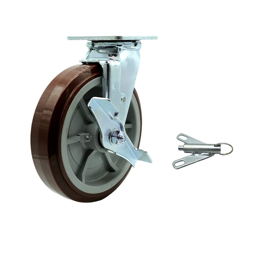 Heavy Duty Stainless Steel Swivel Caster with Top Lock Brake, Bolt-on Swivel Lock & 8