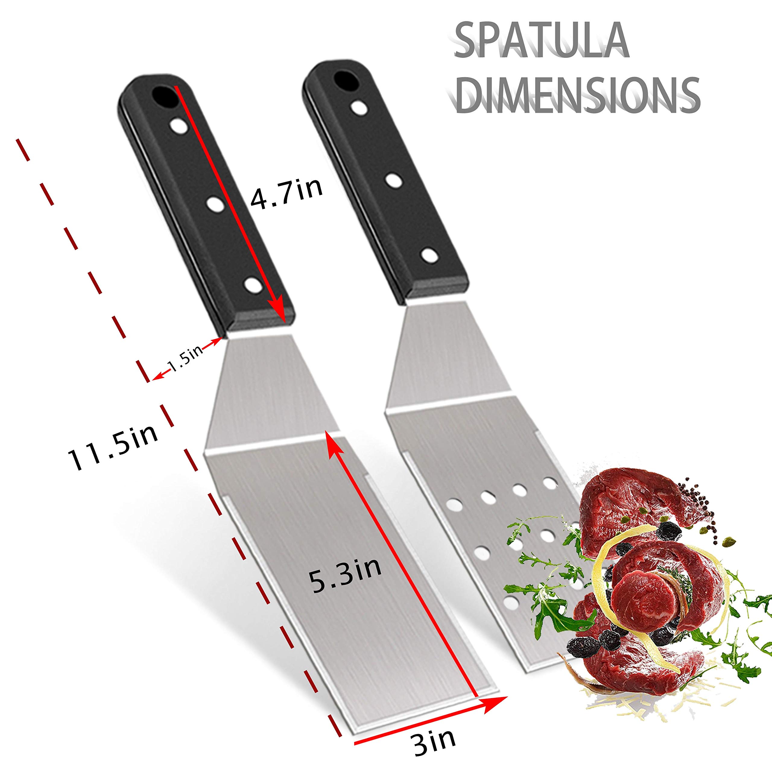 Premium Stainless Steel Griddle Spatula Set of 2 - Heavy Duty Pancake & Burger Flipper for Cast Iron, BBQ, Hibachi & Flat Top Cooking | Dishwasher Safe | Perfect for Outdoor Grilling, Camping & Home Kitchen Use