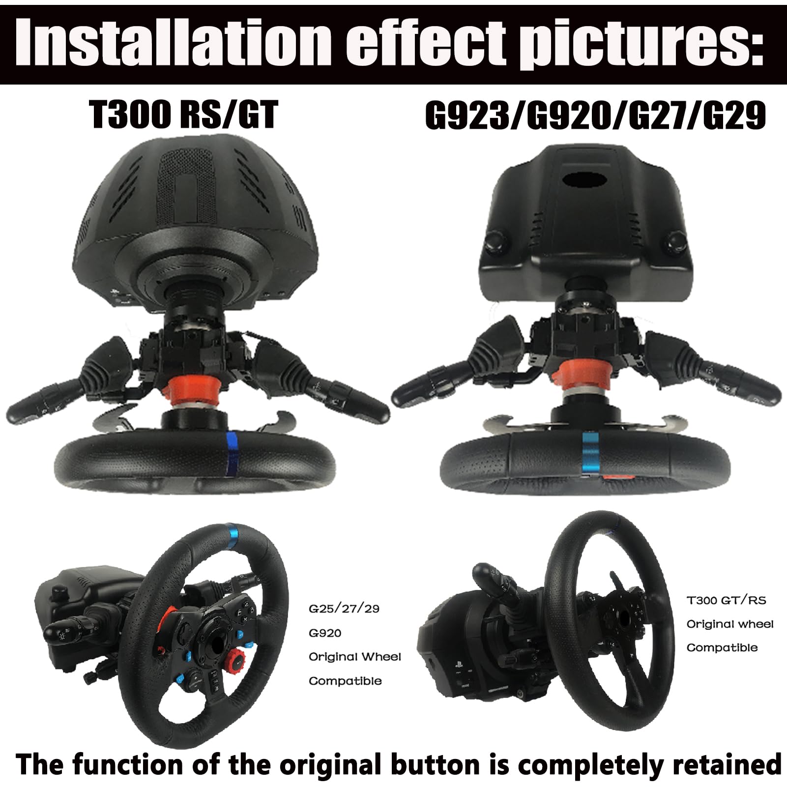 Upgraded DIY Racing Simulator Steering Wheel with Turn Signal & Wiper Lever Switch for Logitech G27 G29 G920 G923 - PC Compatible (Black) | Perfect for Gaming, Simulation Racing & Professional Esports Training