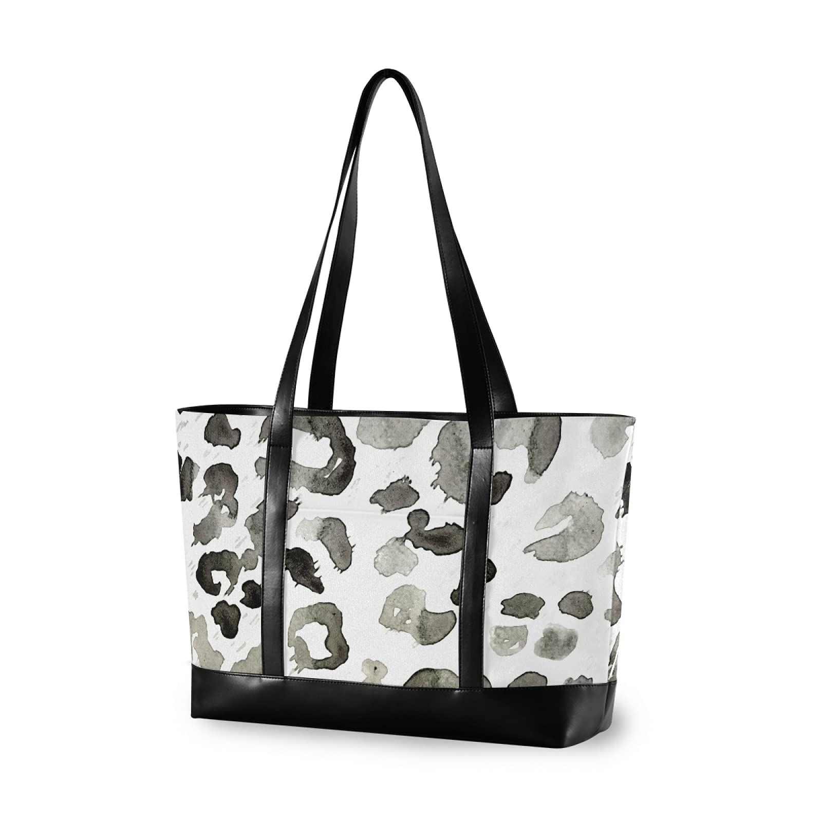 Stylish Leopard Watercolor Cheetah Print Laptop Tote Bag for Women - 15.6 Inch Laptop Organizer Work Purse - Perfect for Teachers, Office Professionals & College Students (8ue4r)