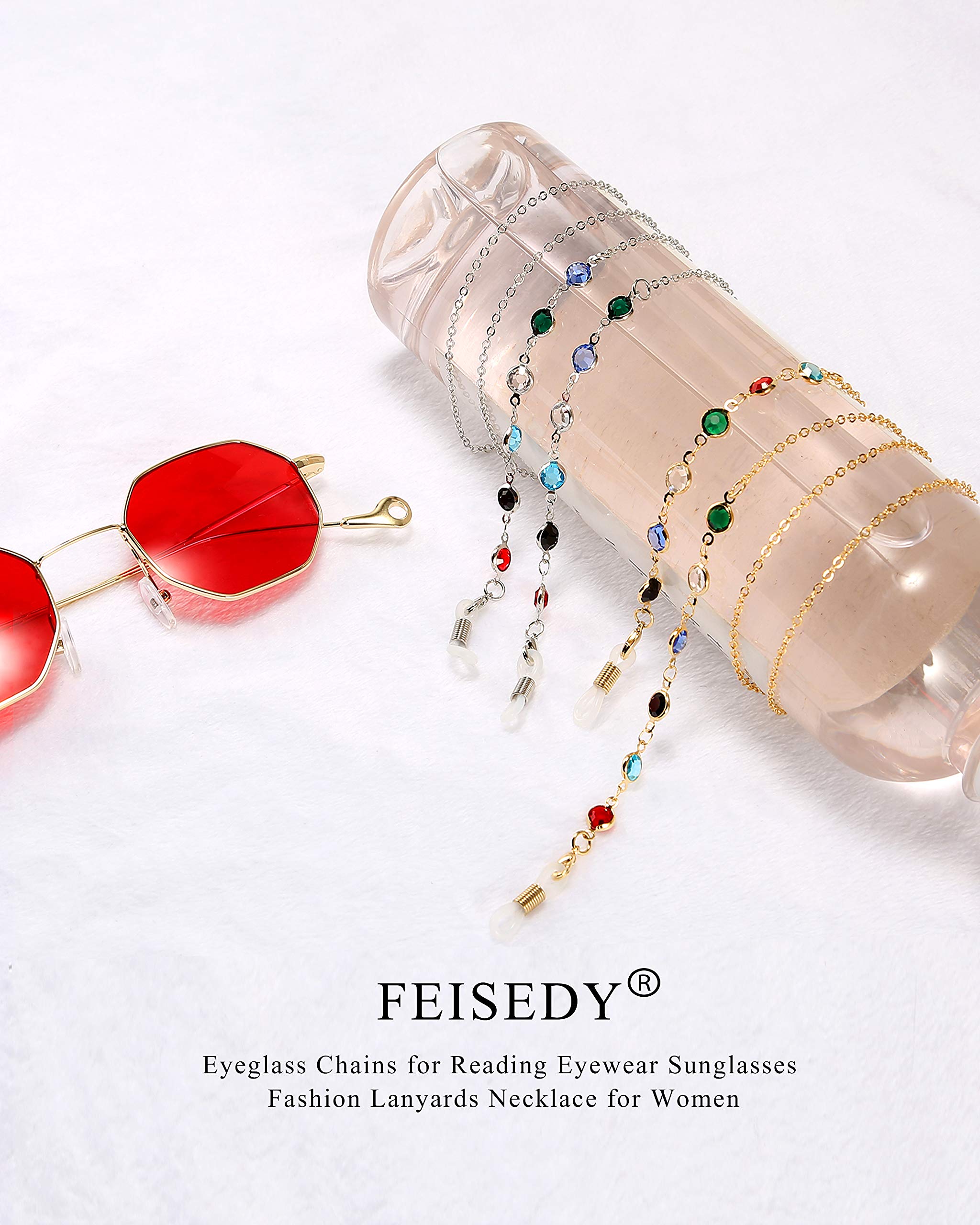 FEISEDY Women's Eyeglass Lanyard - Fashion Reading Glasses Retainer for Work & Travel