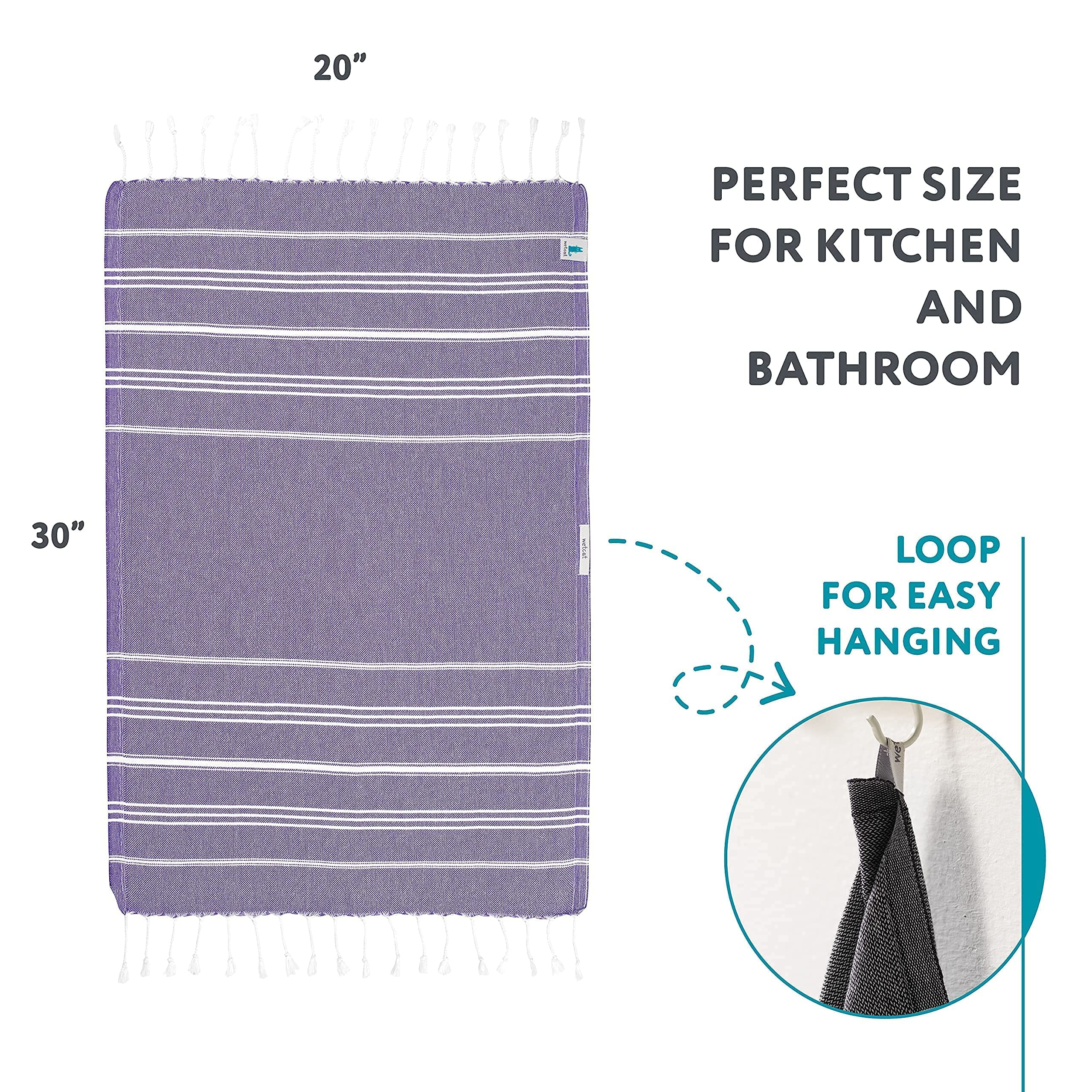 Premium WETCAT Turkish Cotton Bath Towel & Hand Towel Set - 100% Prewashed Soft Dark Purple Bath & Kitchen Towels for Spa, Home Decor & Luxury Bathing Experience