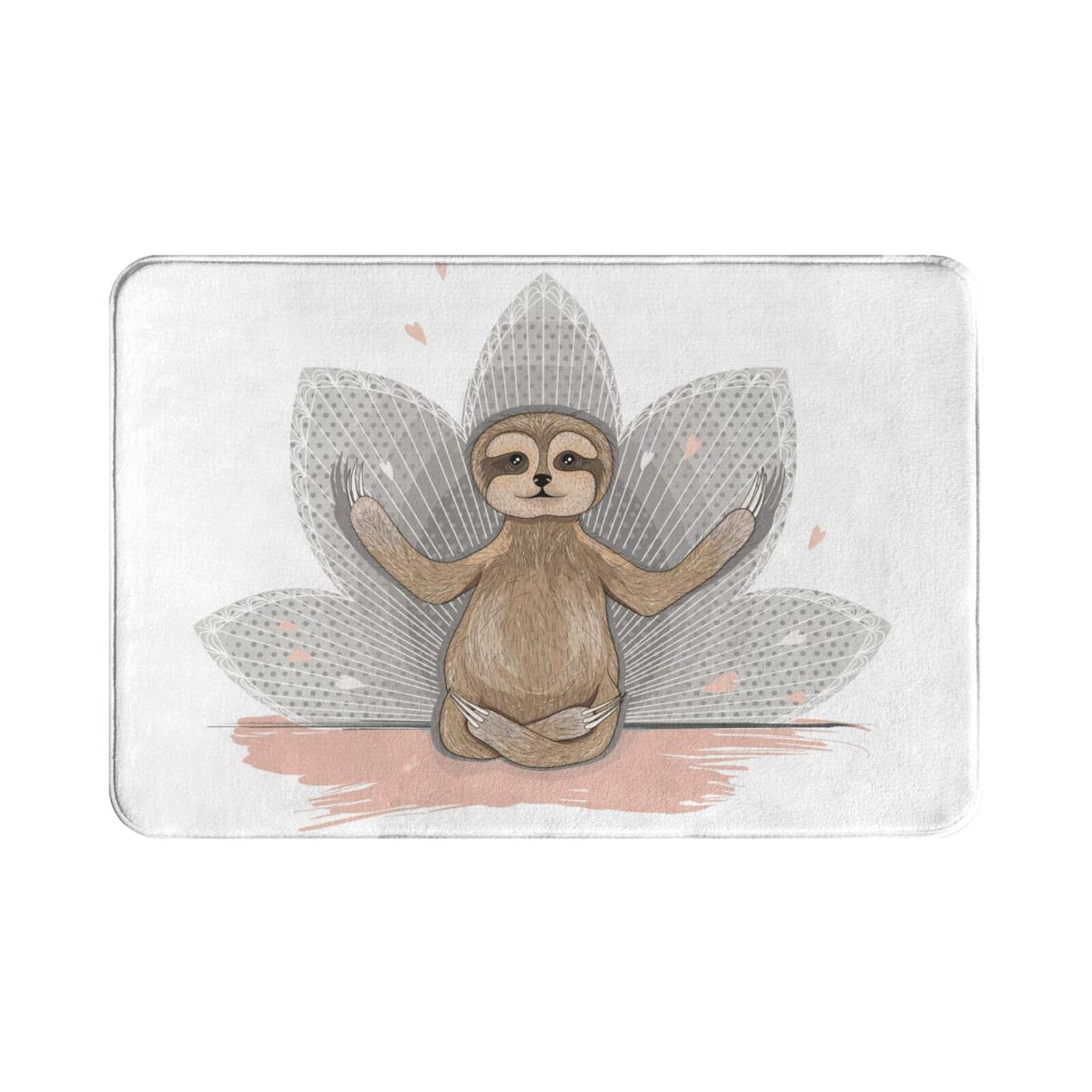 Sloth Yoga Cool Bath Mat - Soft, Non-Slip & Washable Plush Bathroom Rug - Absorbent Shower Carpet for Bathroom Floor, Kitchen Sink - Cute Home Decor Accessories (Perfect for Yoga, Spa Days & Cozy Bathroom Moments)