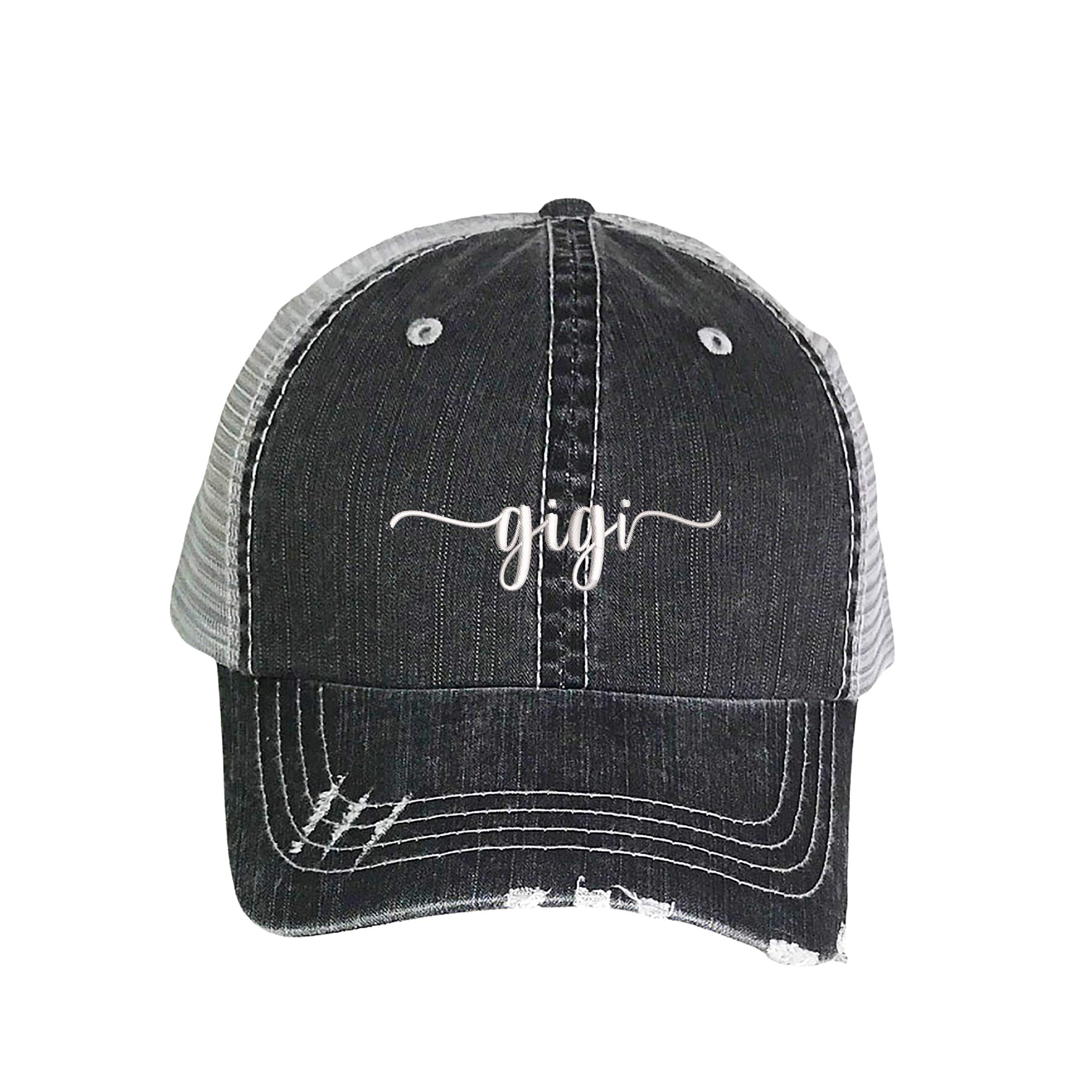Gigi Distressed Trucker Hat - Embroidered Baseball Cap for Women & Men | Vintage Style Adjustable Snapback Hat for Outdoor Activities, Music Festivals & Casual Wear