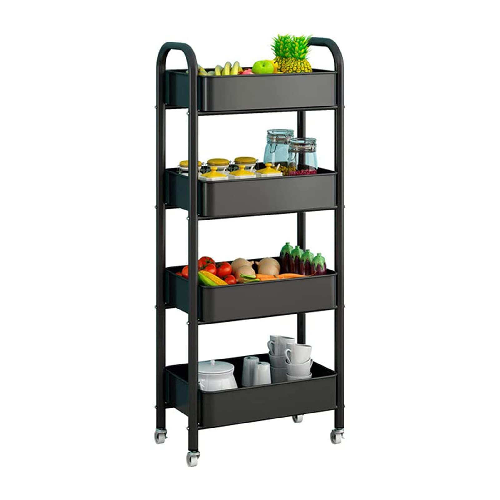 Sturdy Metal & Wood Rolling Bar Cart with Wheels - Mobile Kitchen Cart for Wine Storage, Bottle Holder - Perfect for Home, Club, Living Room, Bar & Restaurant Use