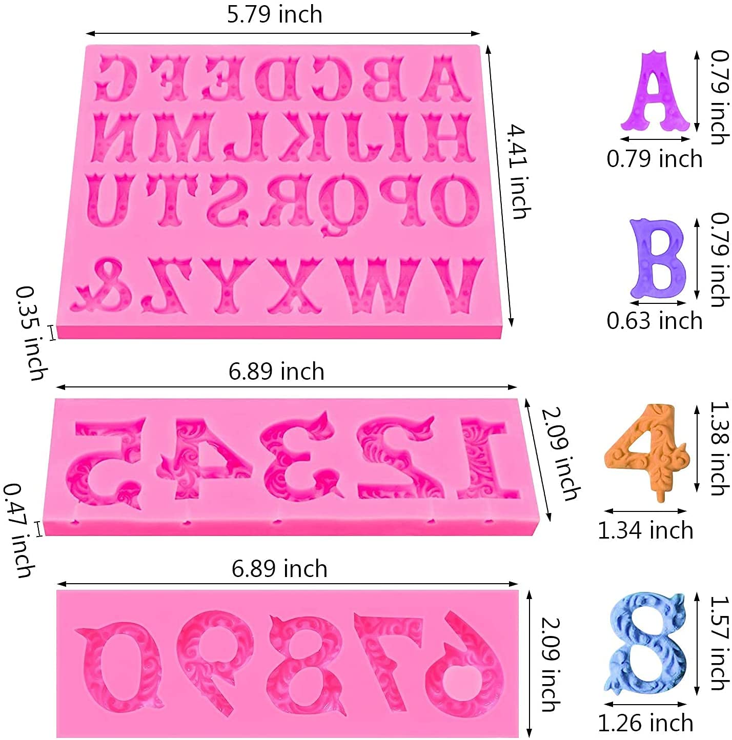 3D Embossed Silicone Molds Set - Alphabet A-Z & Numbers 0-9 for Fondant, Chocolate, Candy Making | Perfect for Birthday Cakes, Graduation Cupcakes, Anniversary Desserts & DIY Cake Decorations | Reusable Baking Molds for Lollipops, Gum Paste, Clay & Cupcake Toppers