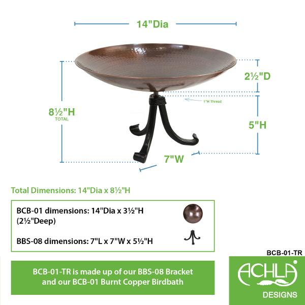 Rustic Burnt Copper Bird Bath for Garden - Outdoor Decorative Birdbath for Birds to Drink & Bathe - Perfect for Backyard, Patio, and Garden Decor