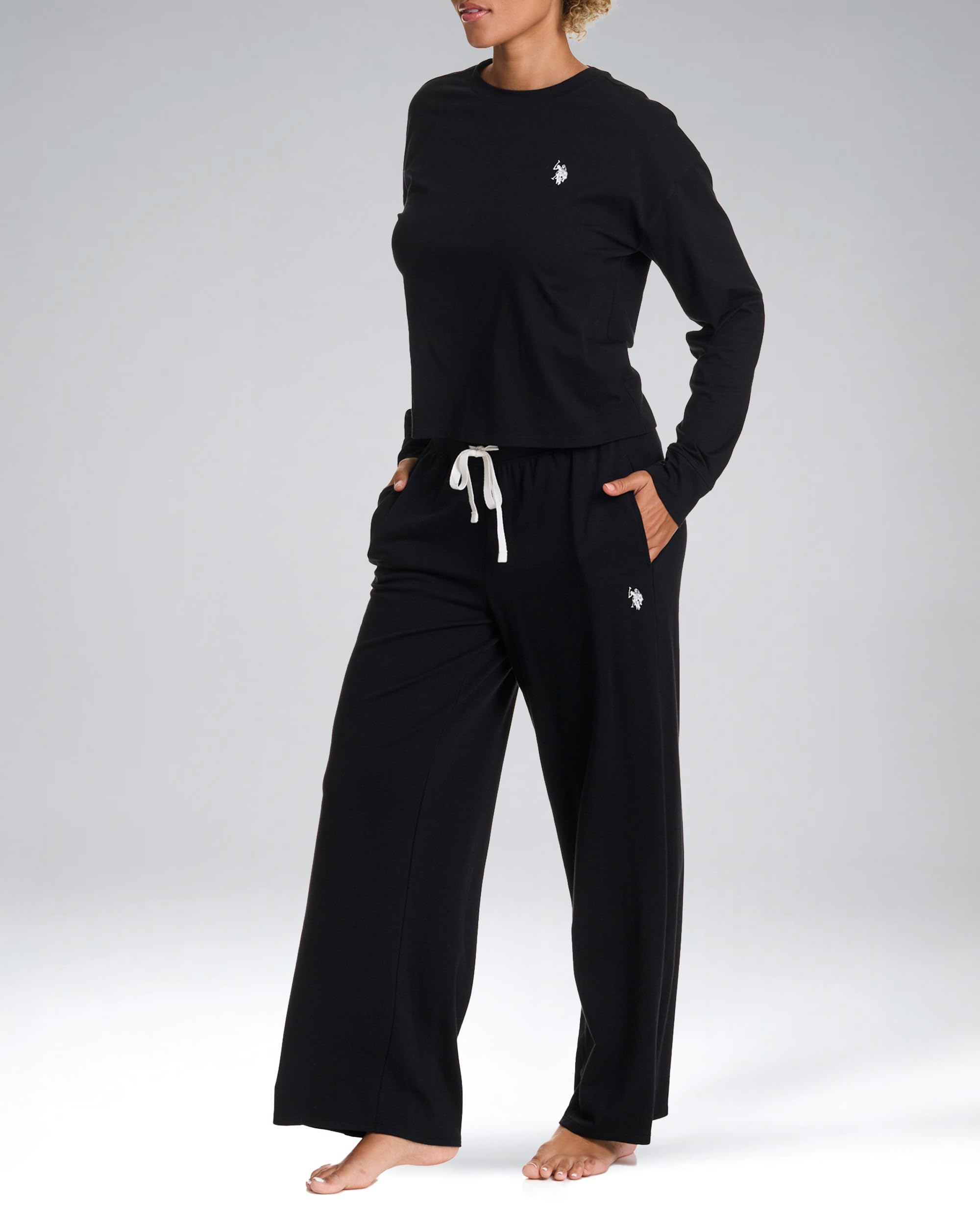 U.S. Polo Assn. Women's Lounge Sets - 2 Piece Tracksuit with Top & Wide Leg Sweatpants | Comfortable Outfit for Home, Travel & Casual Wear