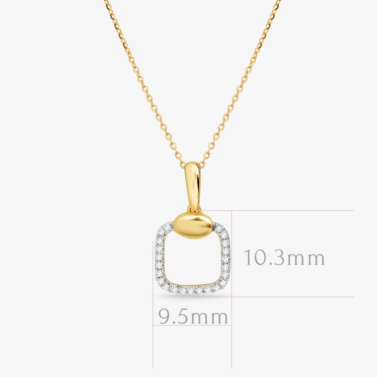 14K Yellow Gold Diamond Pavé Square Cushion Pendant Necklace for Women - Elegant Jewelry Gift for Anniversary, Wedding & Special Occasions