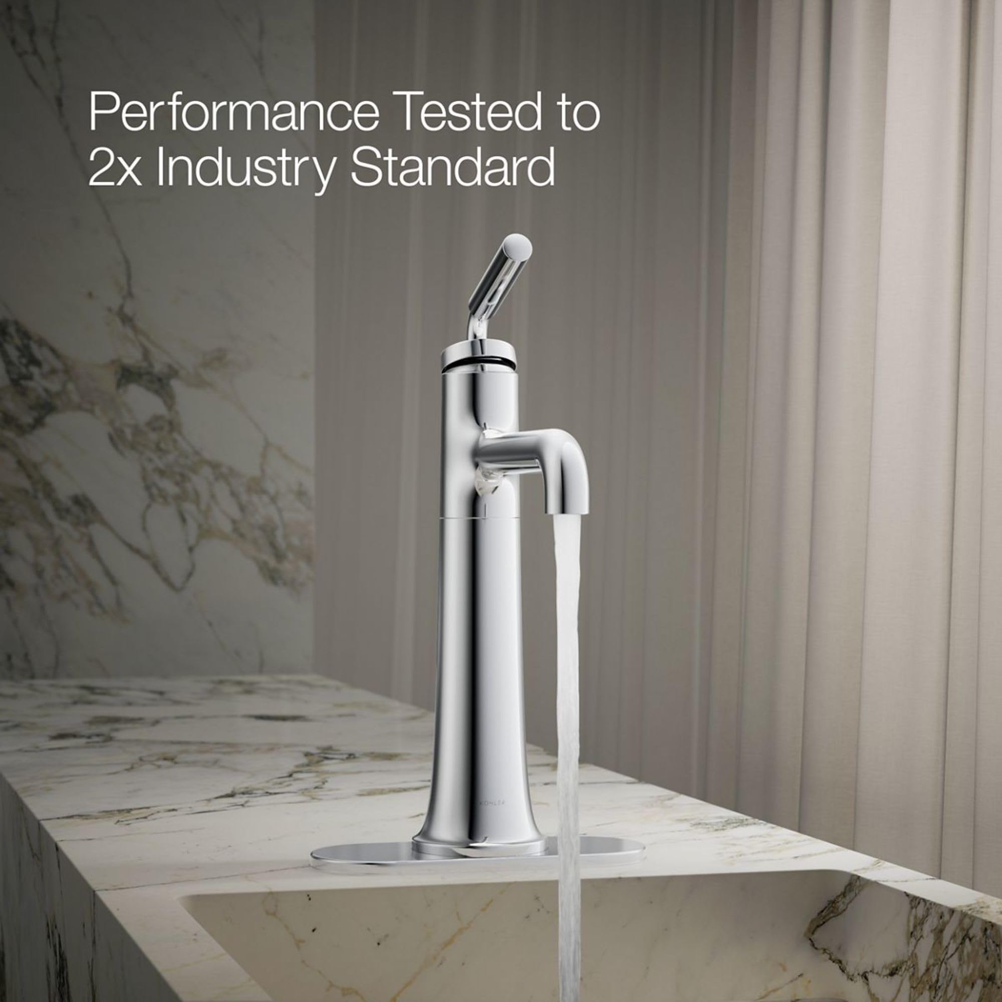 High Flow 1.2 GPM Single Handle Bathroom Sink Faucet - Modern Tall Spout Design for Vanity & Powder Room Installation