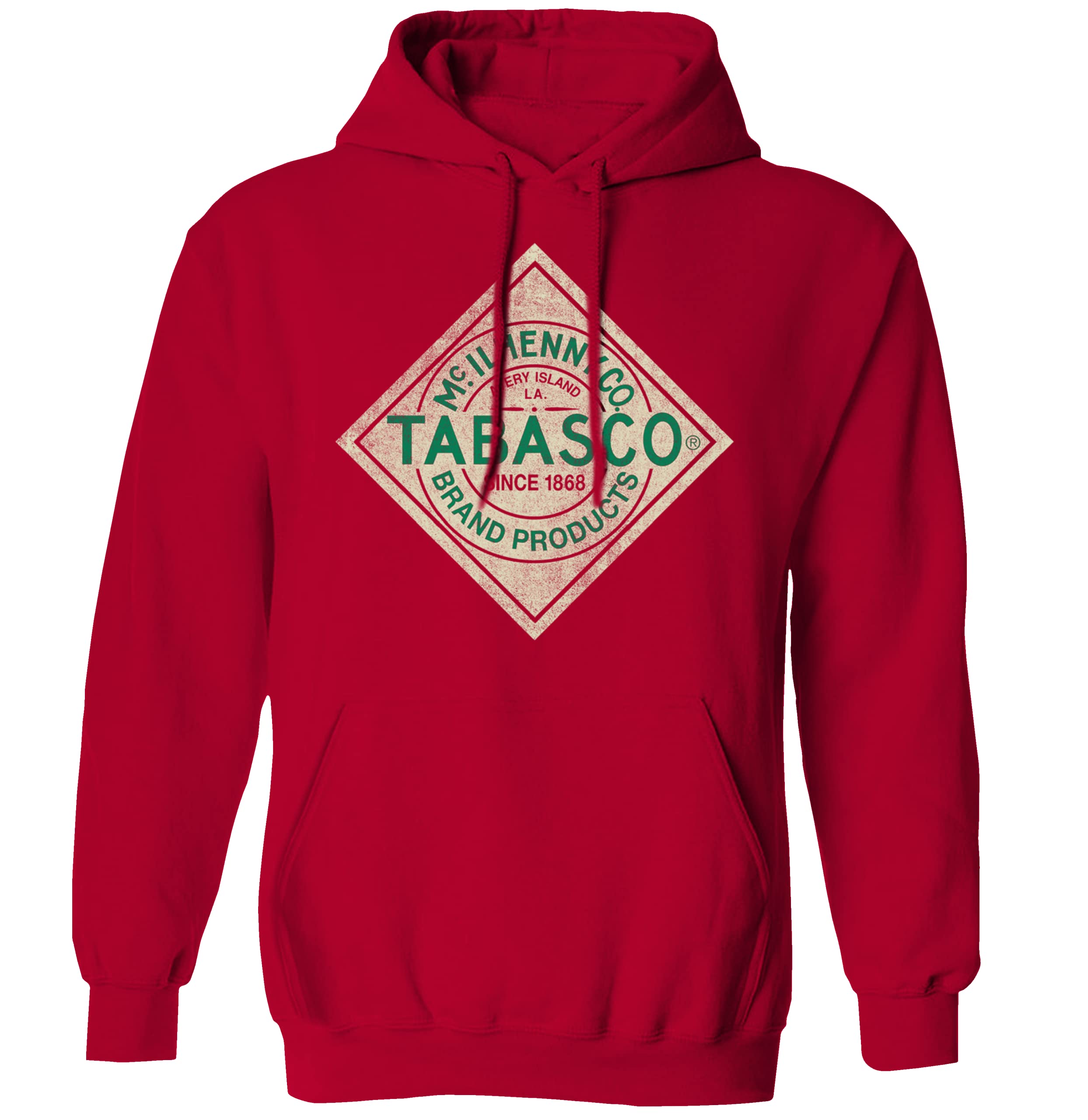 Tabasco Hot Sauce Food Label Unisex Hoodies - Men's & Women's Pullover Sweatshirts for Spicy Food Lovers & Hot Sauce Enthusiasts - Perfect for Casual Wear, Cooking, and BBQ Parties
