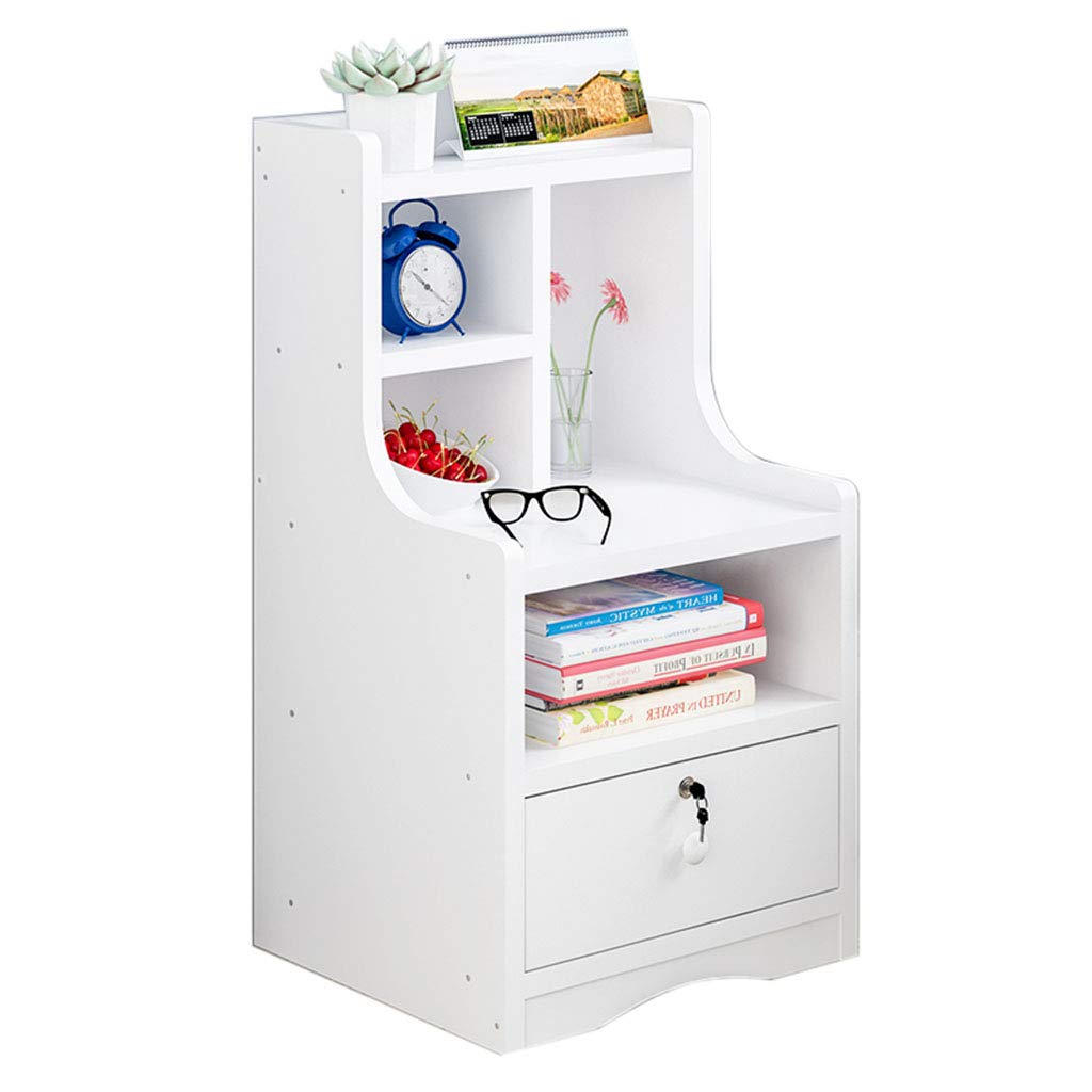 Lockable Multi-Grid Storage Desk with Arched Base - Small Corner Table for Bedroom, Office & Study Organization | Space-Saving Home & Dorm Furniture