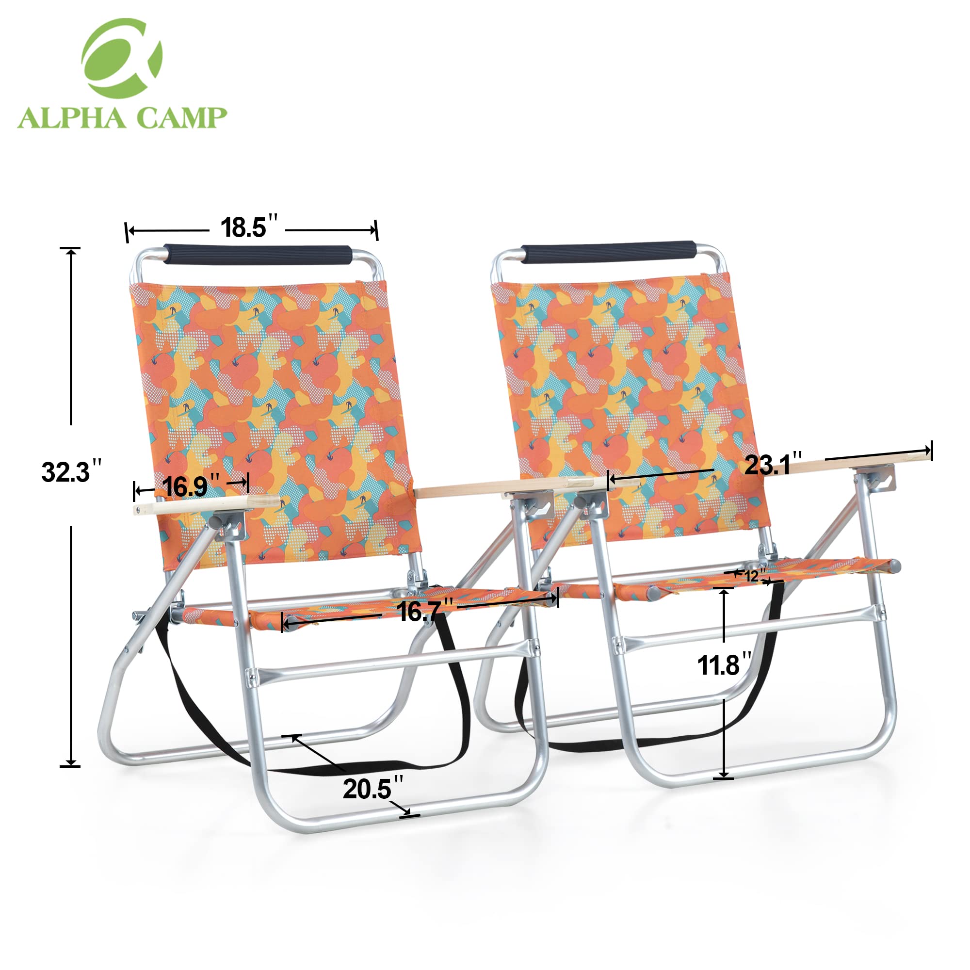 ALPHA CAMP 2-Pack Backpack Beach Chairs with Cooler Bag - 3-Position Adjustable, Foldable, 250lbs Capacity Camo Design - Perfect for Beach, Camping, Picnics & Outdoor Adventures