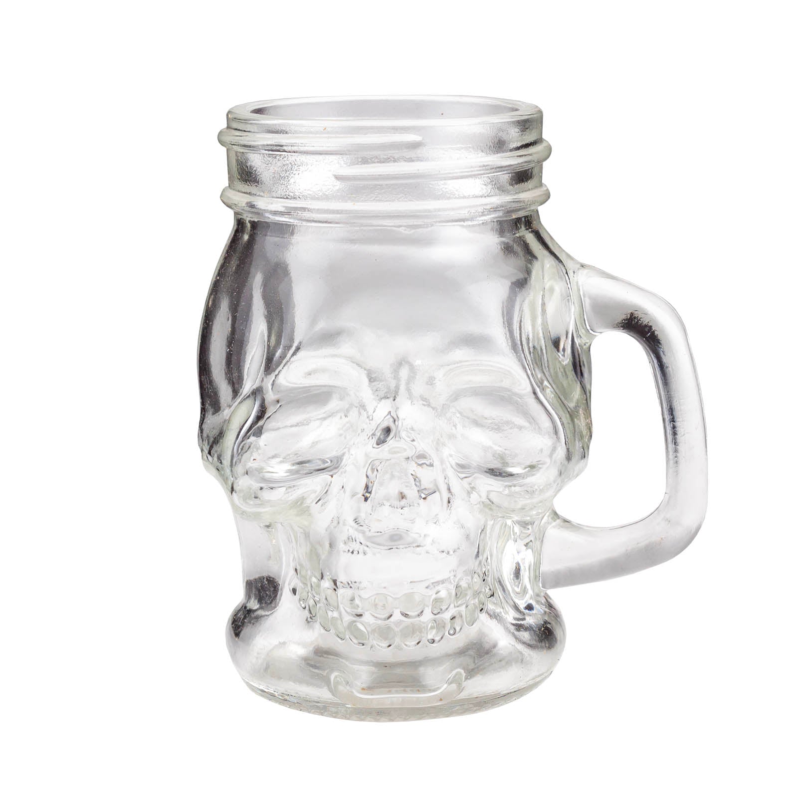 BarConic® Skull Mason Jar with Handle - 4oz Glass Drinking Cup for Halloween Party, Home Decor & Gothic Style Cocktails