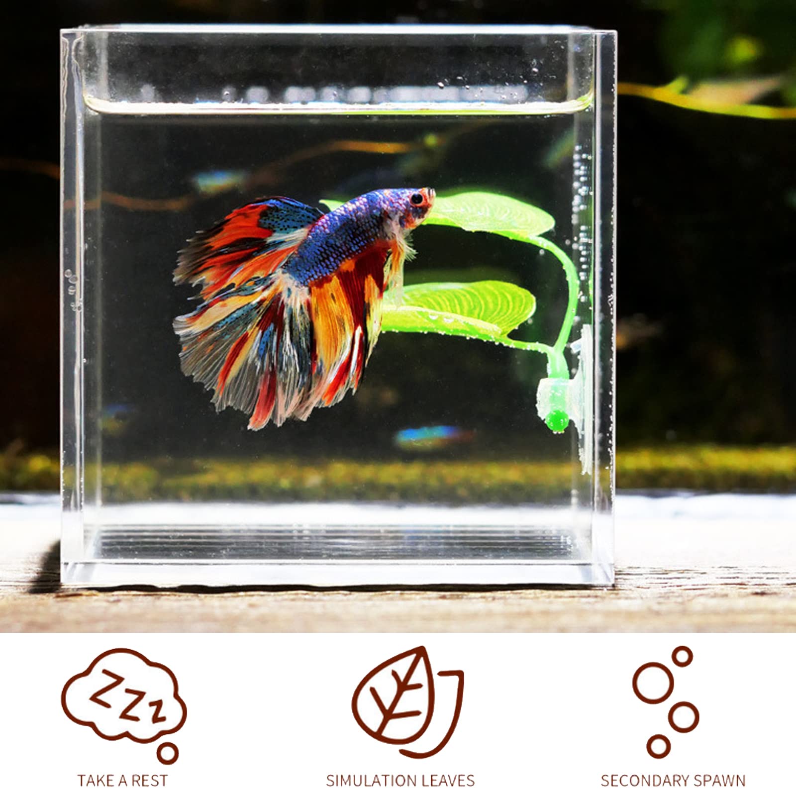 4pcs Betta Fish Leaf Pad Hammocks with Suction Cups - Double Leaf Design for Natural Habitat Simulation - Lightweight Spawning & Resting Bed for Betta Fish - Perfect for Aquarium Breeding & Relaxation