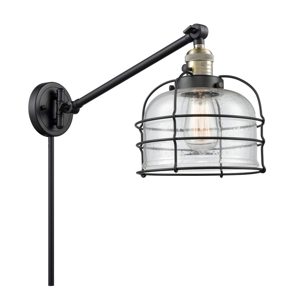 Innovations 237-AC-G78 Adjustable Swing Arm Wall Lamp in Antique Copper Finish - Perfect for Bedside Reading, Office Task Lighting & Living Room Accent Decor