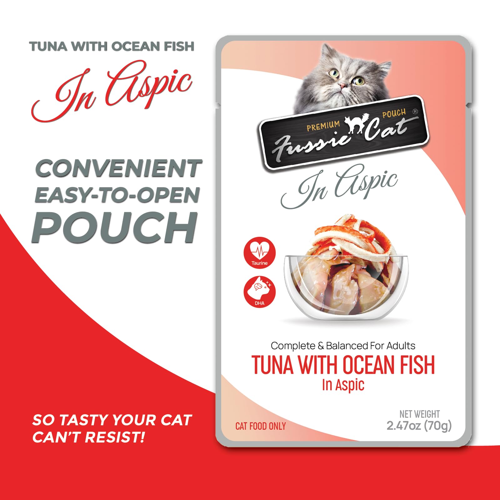 Premium Fussie Cat Tuna with Ocean Fish in Aspic - Grain-Free Wet Cat Food for Adult & Senior Cats - Perfect for Picky Eaters & Special Occasions