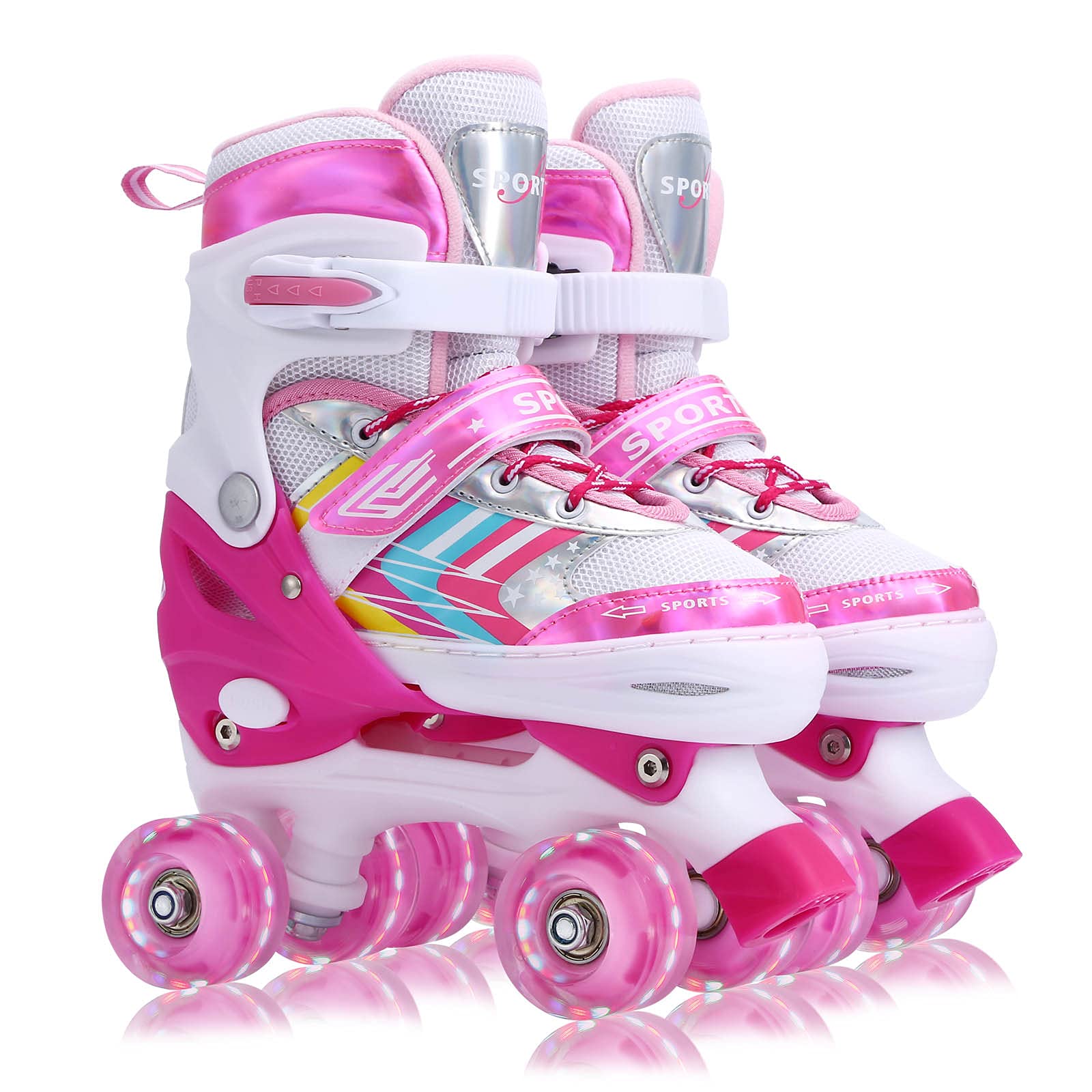 Adjustable Light Up Roller Skates for Kids, Girls & Toddlers - 4 Sizes, Beginner-Friendly with LED Wheels - Perfect for Outdoor Play, Birthday Gifts & Roller Skating Lessons