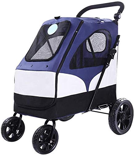 55Kg Heavy Duty Pet Stroller with Reversible Function - 4 EVA Steel Wheels Travel Pushchair Jogger Buggy for Dogs (Blue) - Perfect for Outdoor Walks, Vet Visits & Senior Pet Mobility