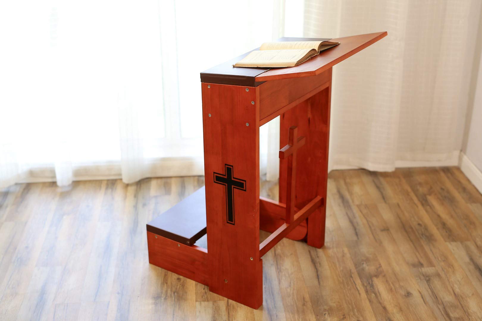 Vasitelan Folding Wooden Prayer Bench Stool with Padded Kneeler - Portable Church Kneeling Chair for Home Worship, Meditation & Prayer - Perfect for Church, Chapel & Personal Devotion