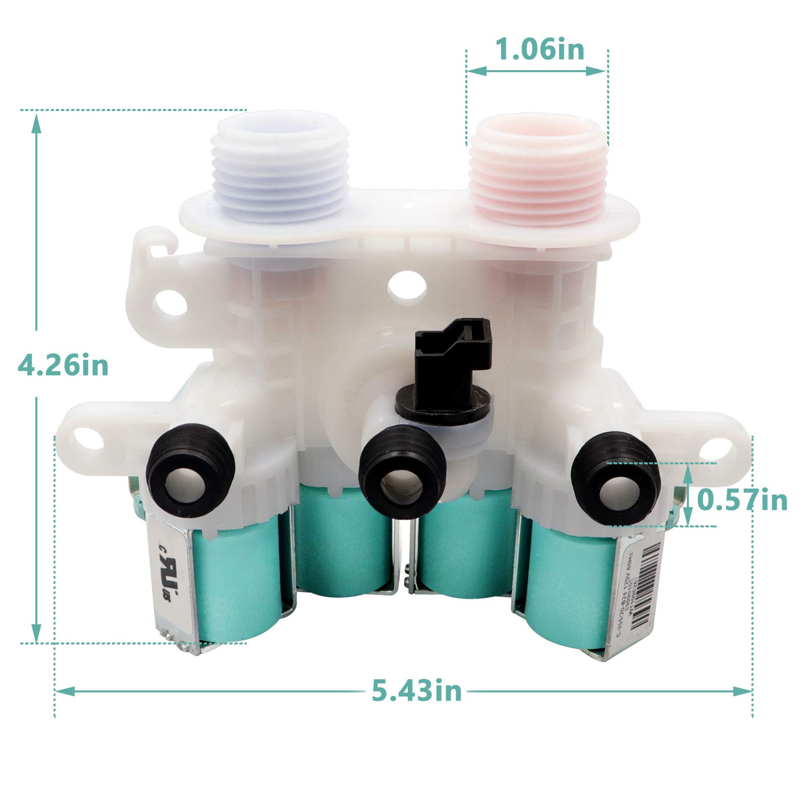 OEM Washer Water Inlet Valve Replacement for Whirlpool & Kenmore Washing Machines - Compatible with W11165546, 33090105, W10599423, W10758828, W10839828, W11096267, W11165546VP - Perfect for Laundry Room Repairs & Appliance Maintenance