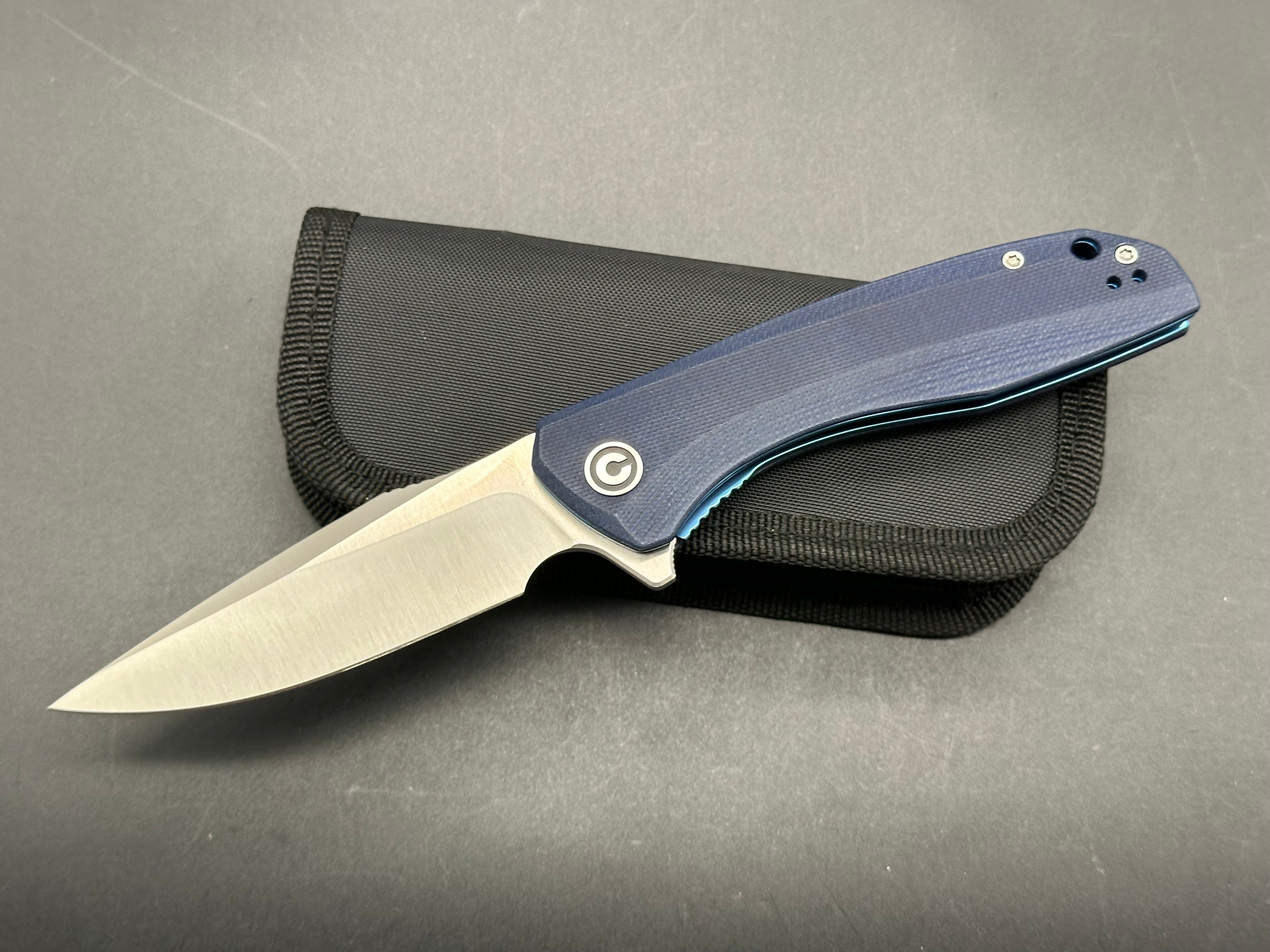 CIVIVI Baklash Liner Lock Folding Knife - Blue G10 Handle, Plain Edge Blade - EDC, Camping, Outdoor Survival & Everyday Carry