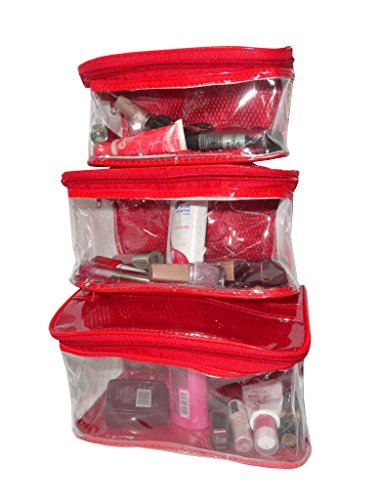 Atorakushon® Fabric Multipurpose Makeup Pouch - Cosmetic & Jewelry Organizer, Travel Toiletry Bag, Wardrobe Storage Box (Red) - Perfect for Travel, Home Vanity & Daily Organization