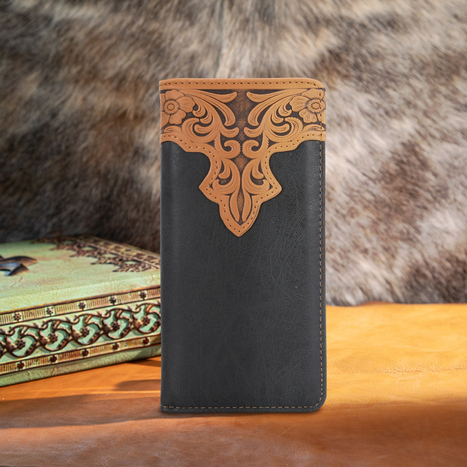 Montana West Vintage Floral Embossed Leather Bifold Wallet for Women - Stylish Long Wallet for Everyday Use, Travel & Gift Giving