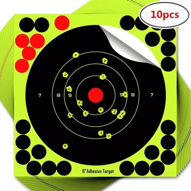 Splatterburst Reactive Adhesive Fluorescent Targets 8x8 Inch - High Visibility Shooting Targets for Outdoor Range Practice & Tactical Training